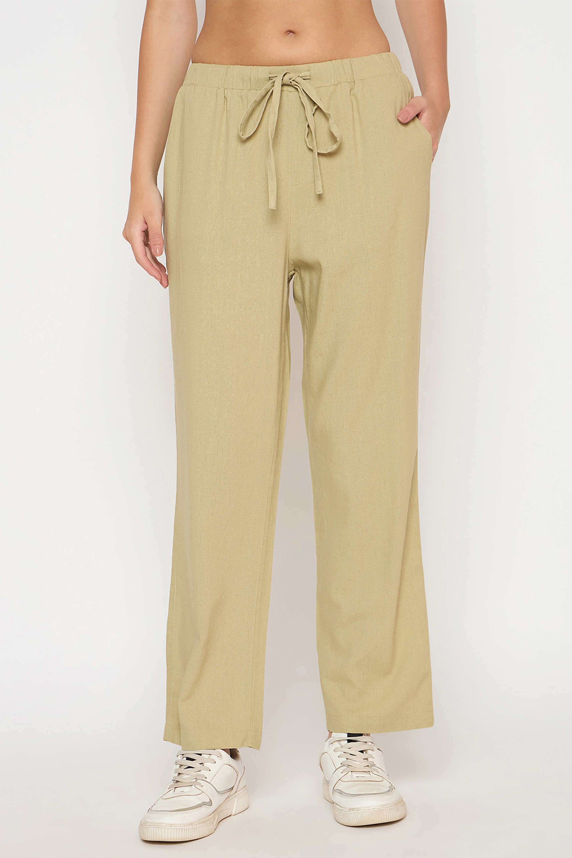 Solid-Straight-Fit-Rayon-Women-s-Casual-Wear-Trousers