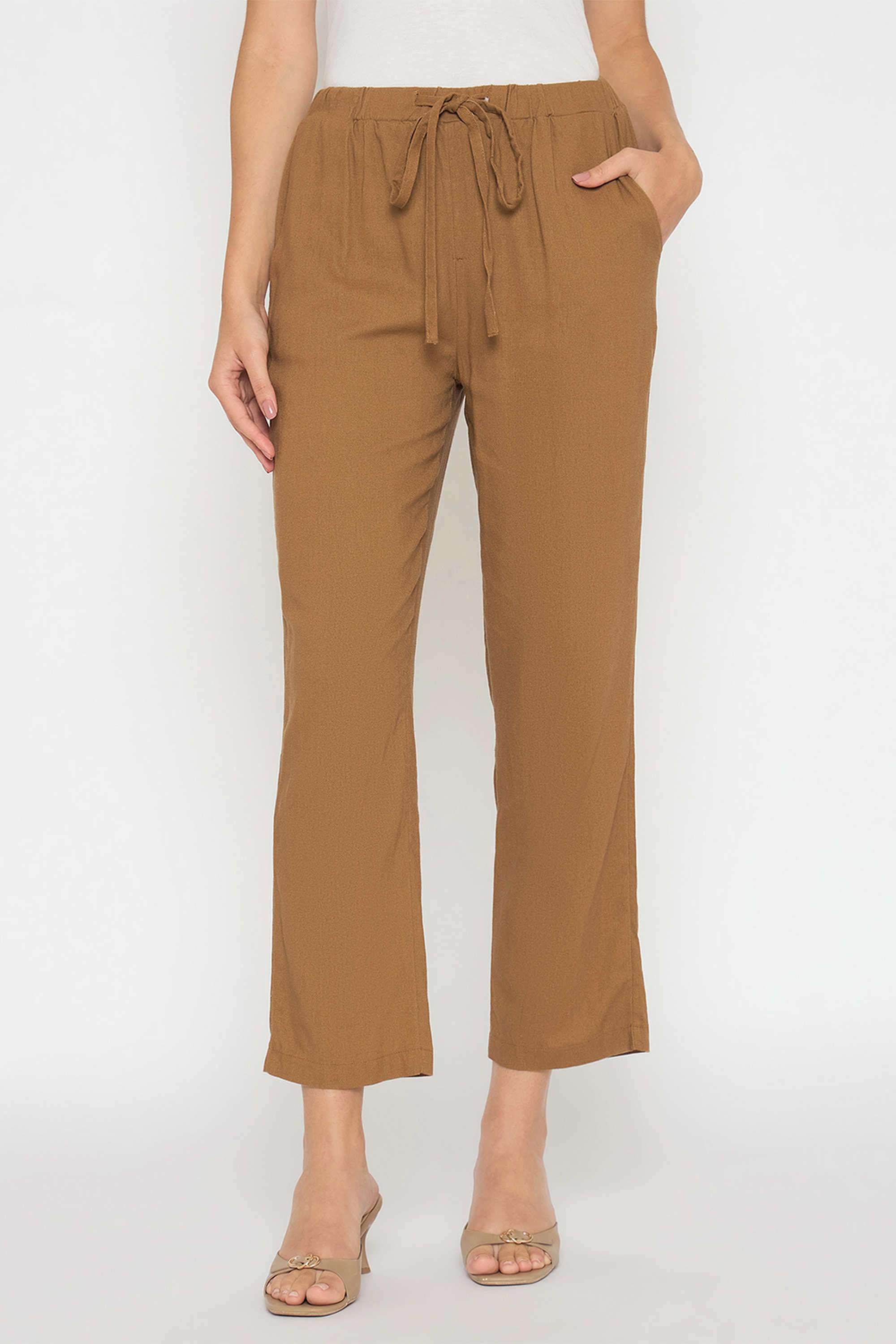 Solid-Straight-Fit-Rayon-Women-s-Casual-Wear-Trousers