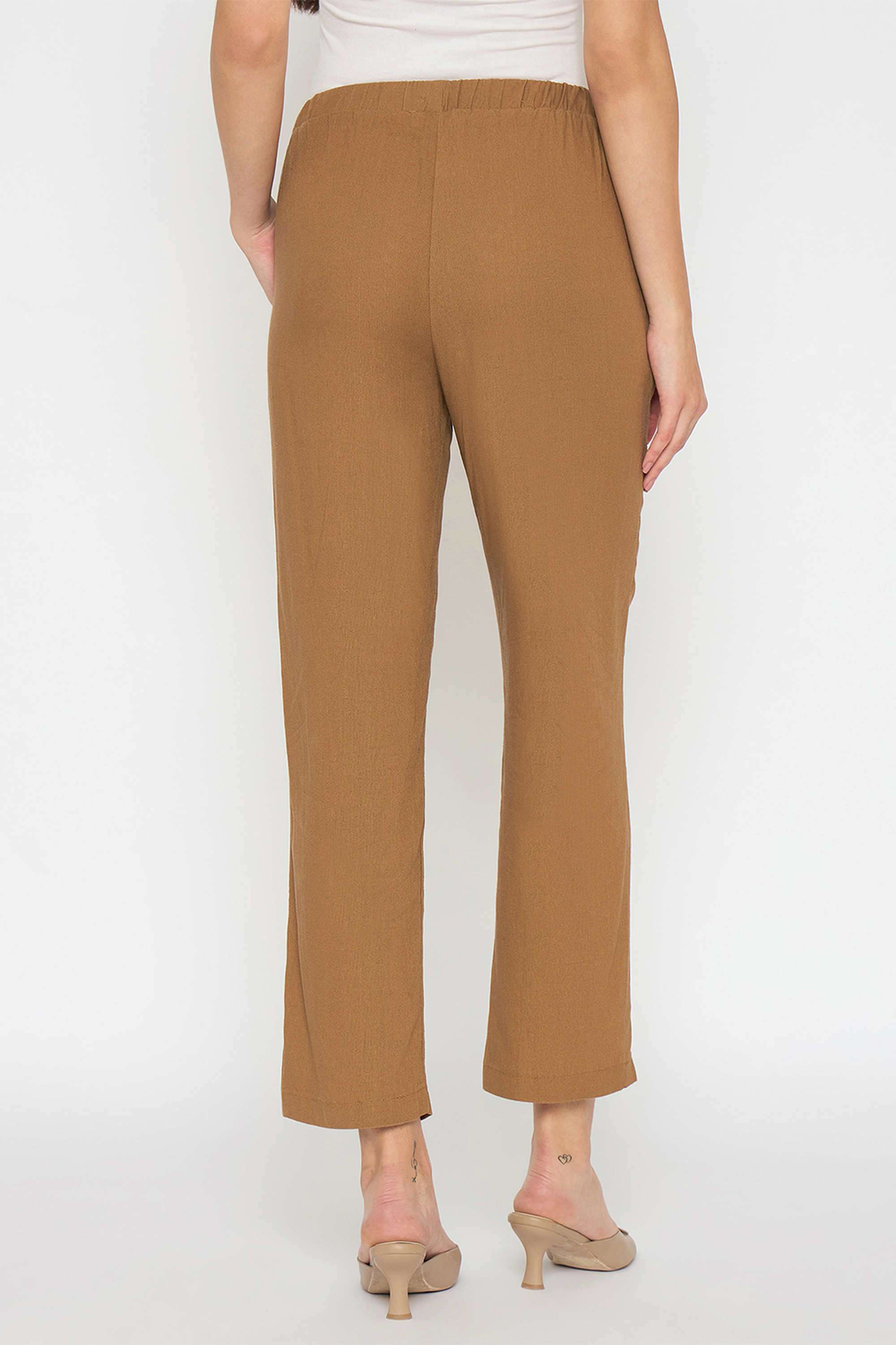 Solid-Straight-Fit-Rayon-Women-s-Casual-Wear-Trousers