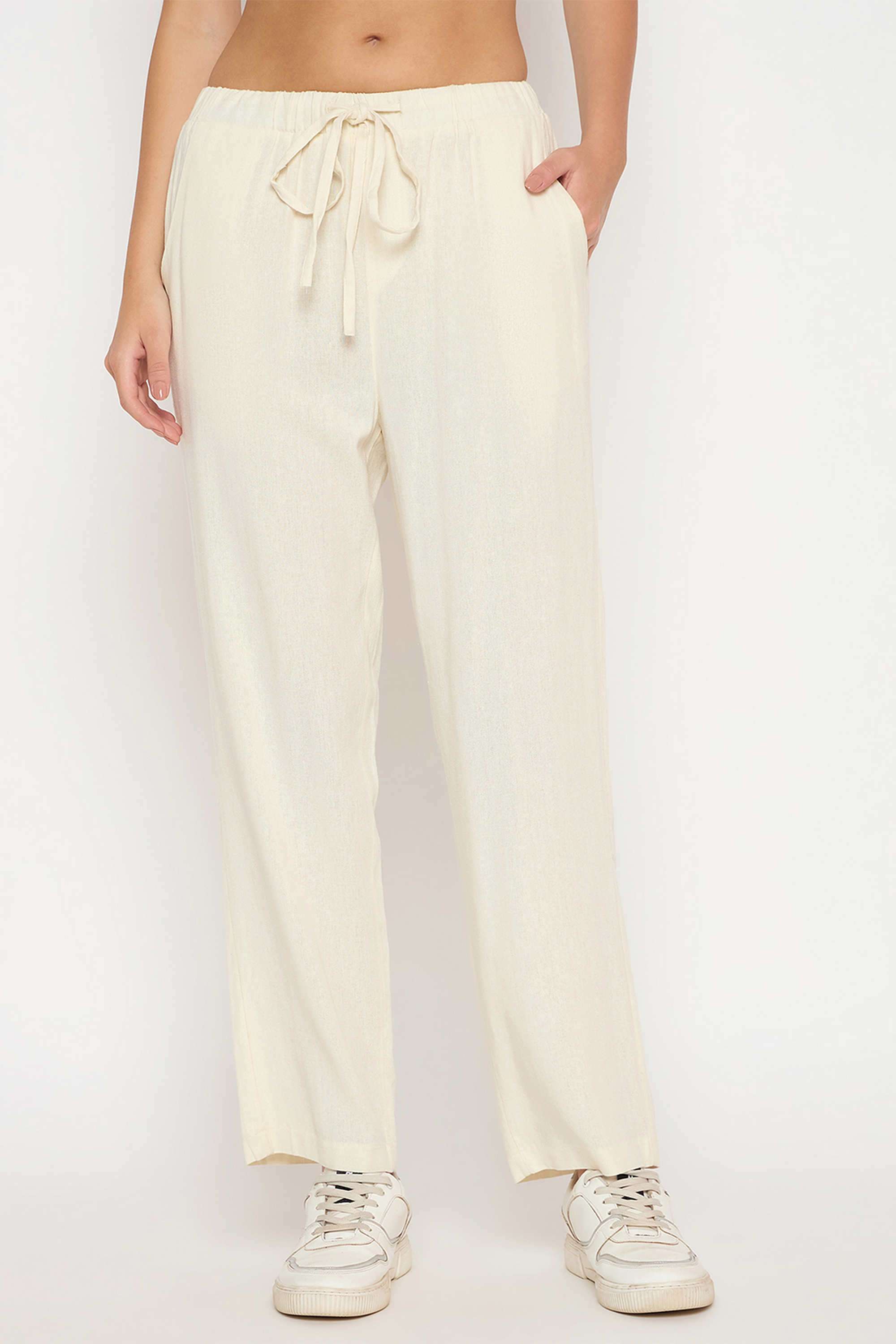 Solid-Straight-Fit-Rayon-Women-s-Casual-Wear-Trousers