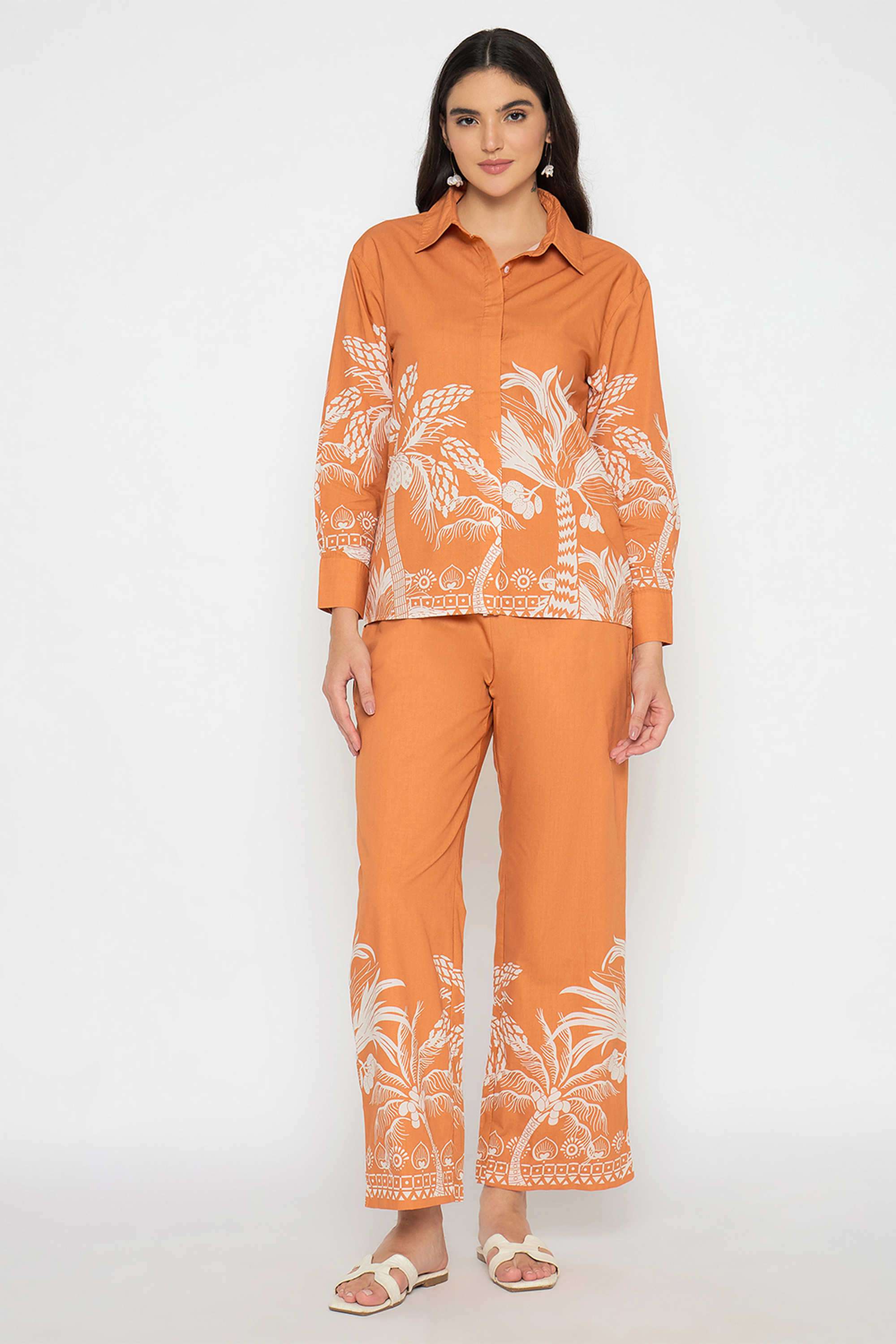 Botanical-Printed-Ankle-Length-Cotton-Women-s-Co-Ord-Set