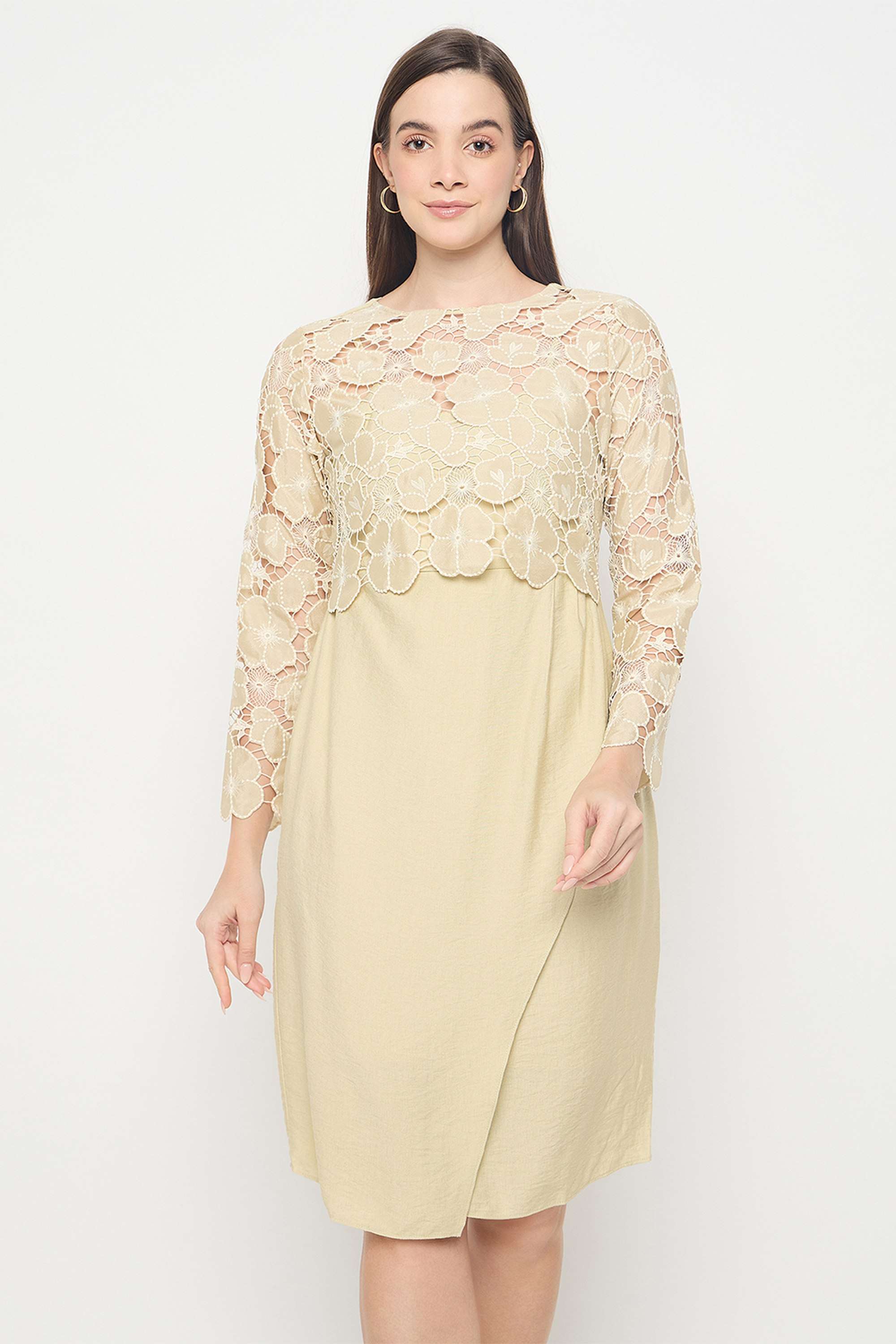 Solid-Rayon-Round-Neck-Women-s-Dress