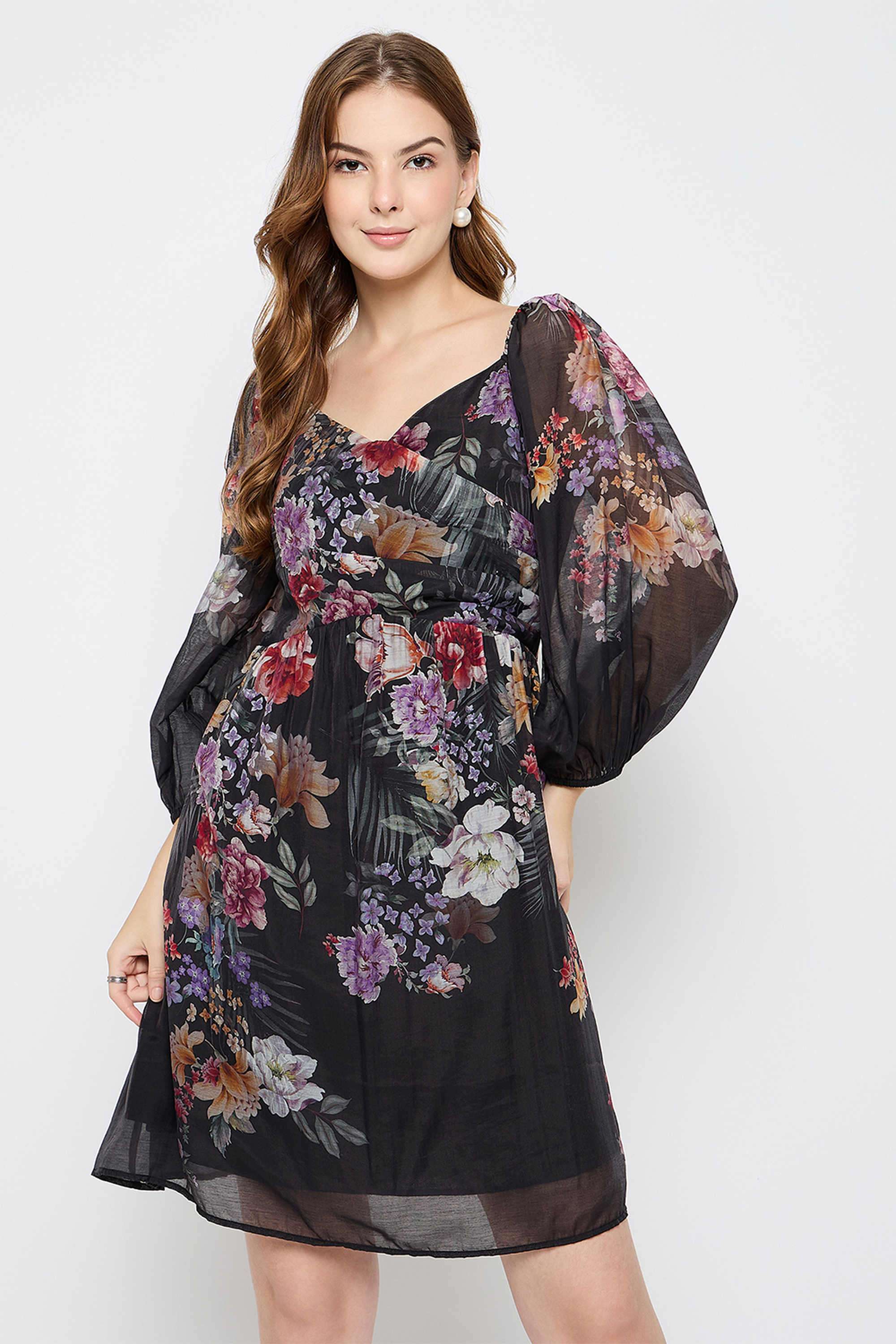 Floral-Nylon-Women-s-Dress