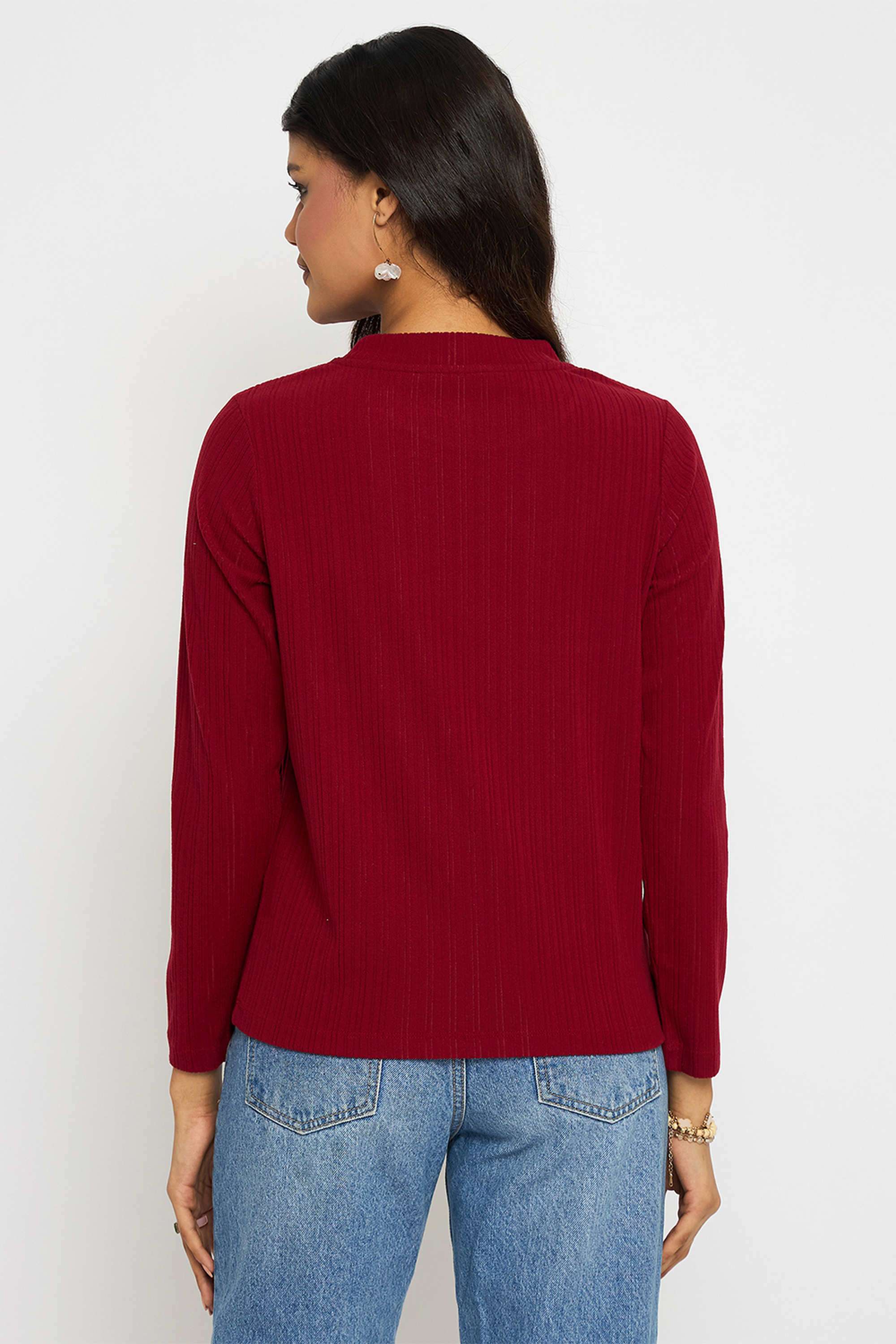 Textured-Spandex-Round-Neck-Women-s-Top