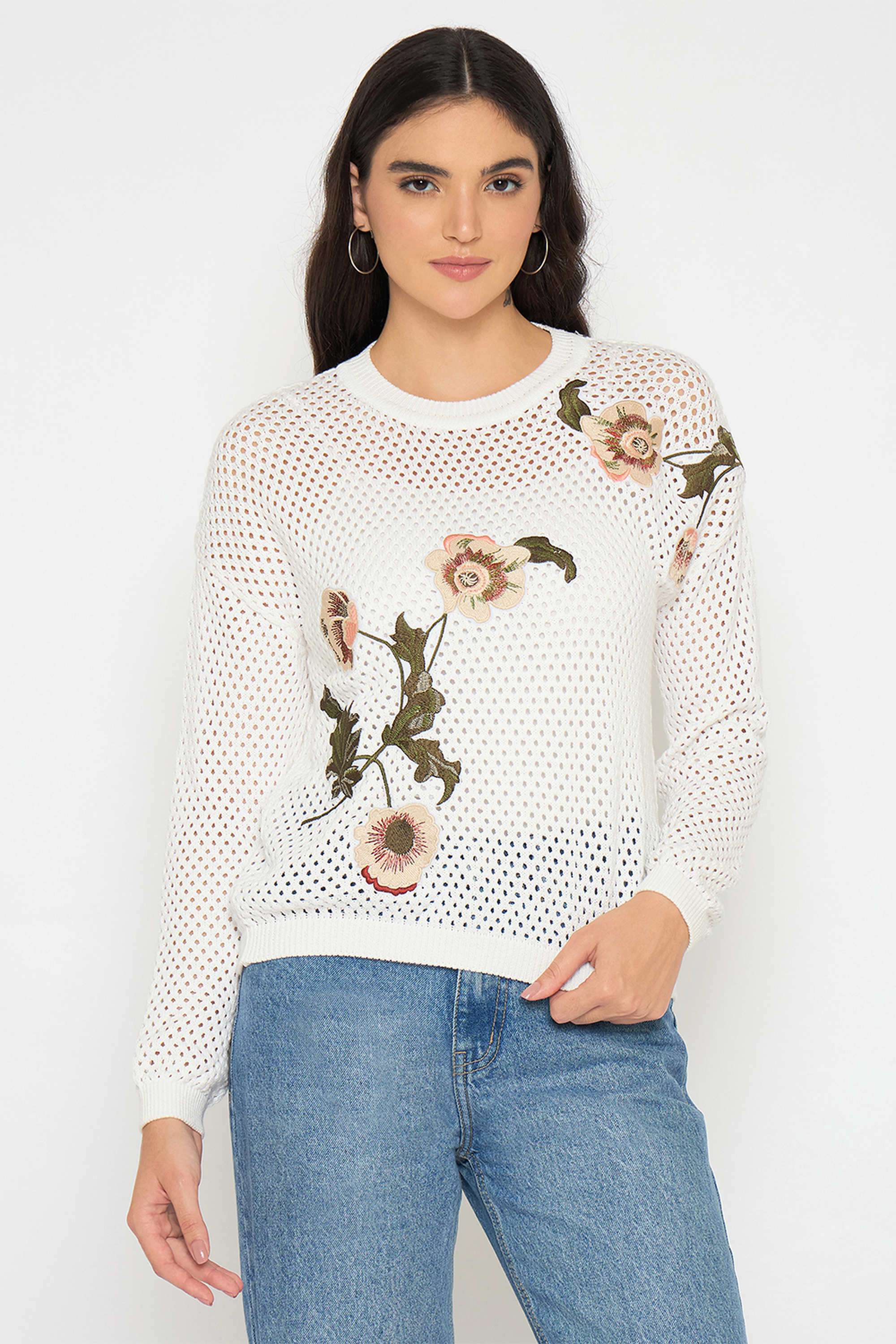 Embroidered-Cotton-Round-Neck-Women-s-Top