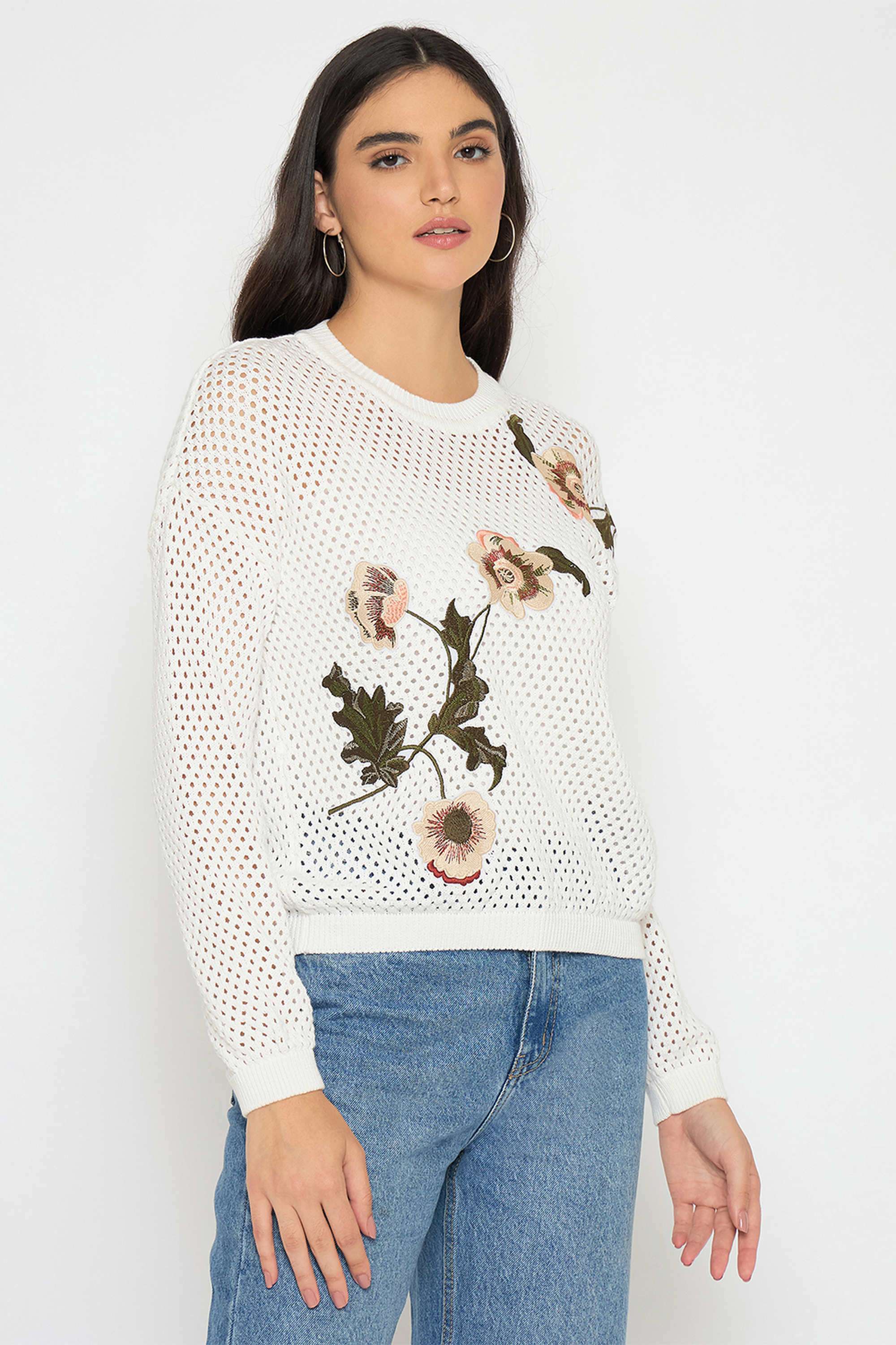 Embroidered-Cotton-Round-Neck-Women-s-Top