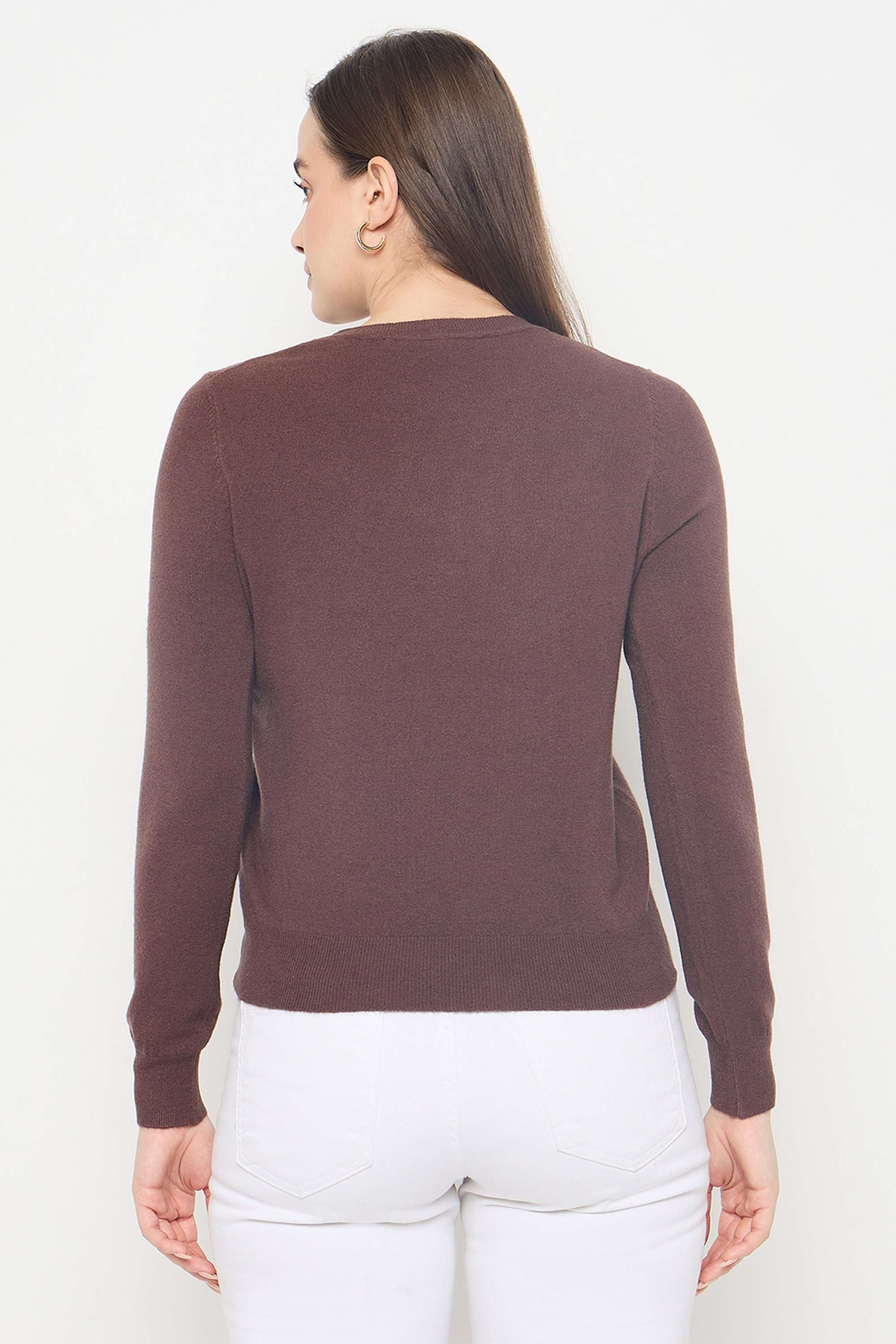 Solid-Acrylic-Round-Neck-Women-s-Sweater