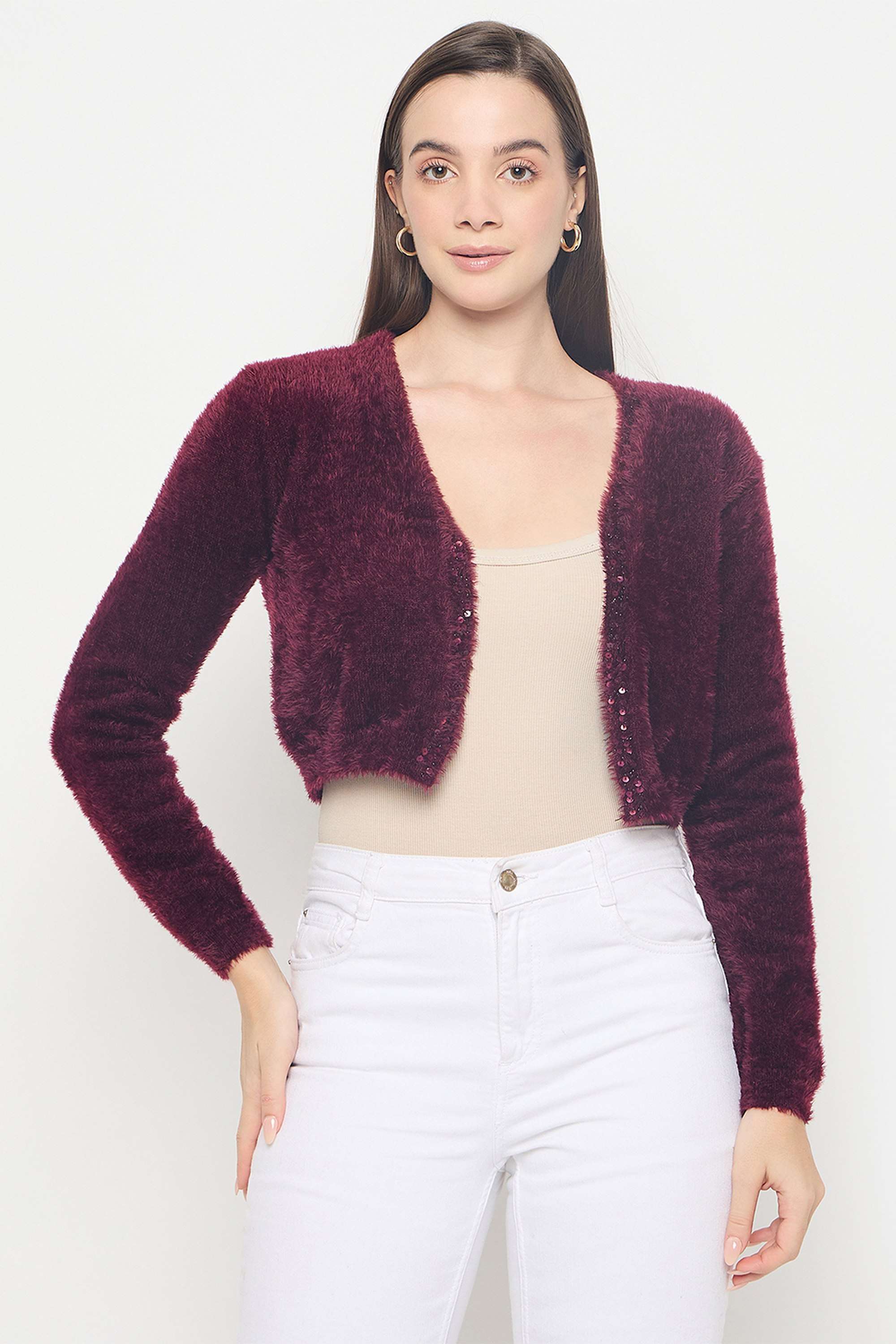 Solid-Polyester-One-Shoulder-Women-s-Shrug