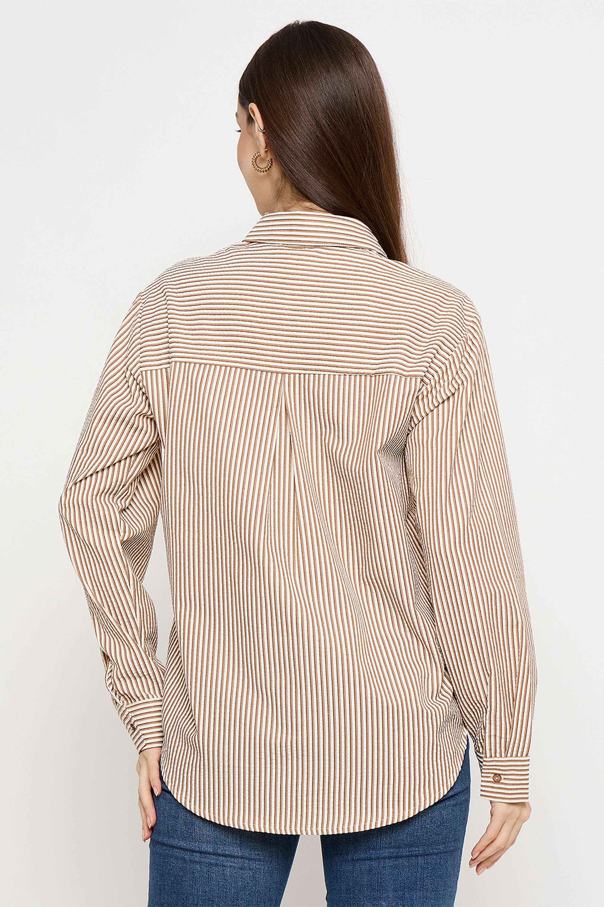 Stripes-Polyester-Collared-Women-s-Shirt