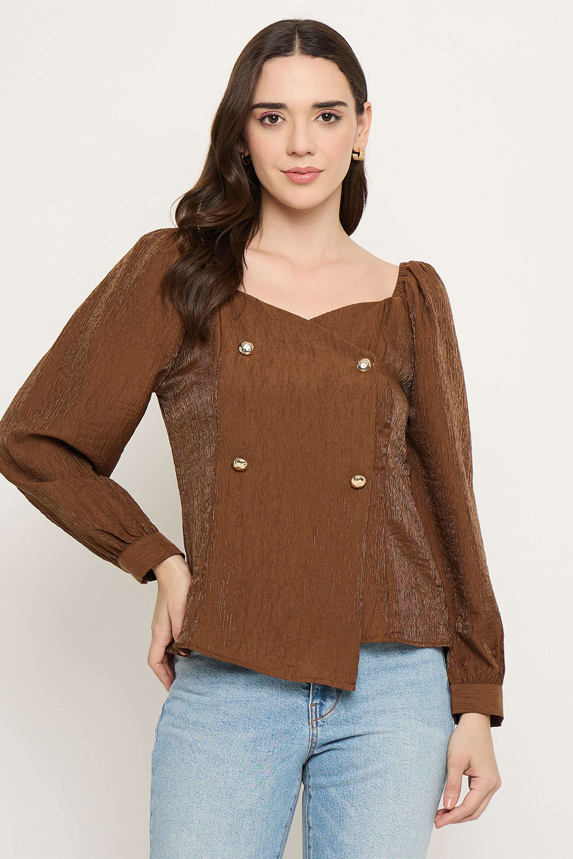 Solid-Nylon-Sweetheart-Neck-Women-Top