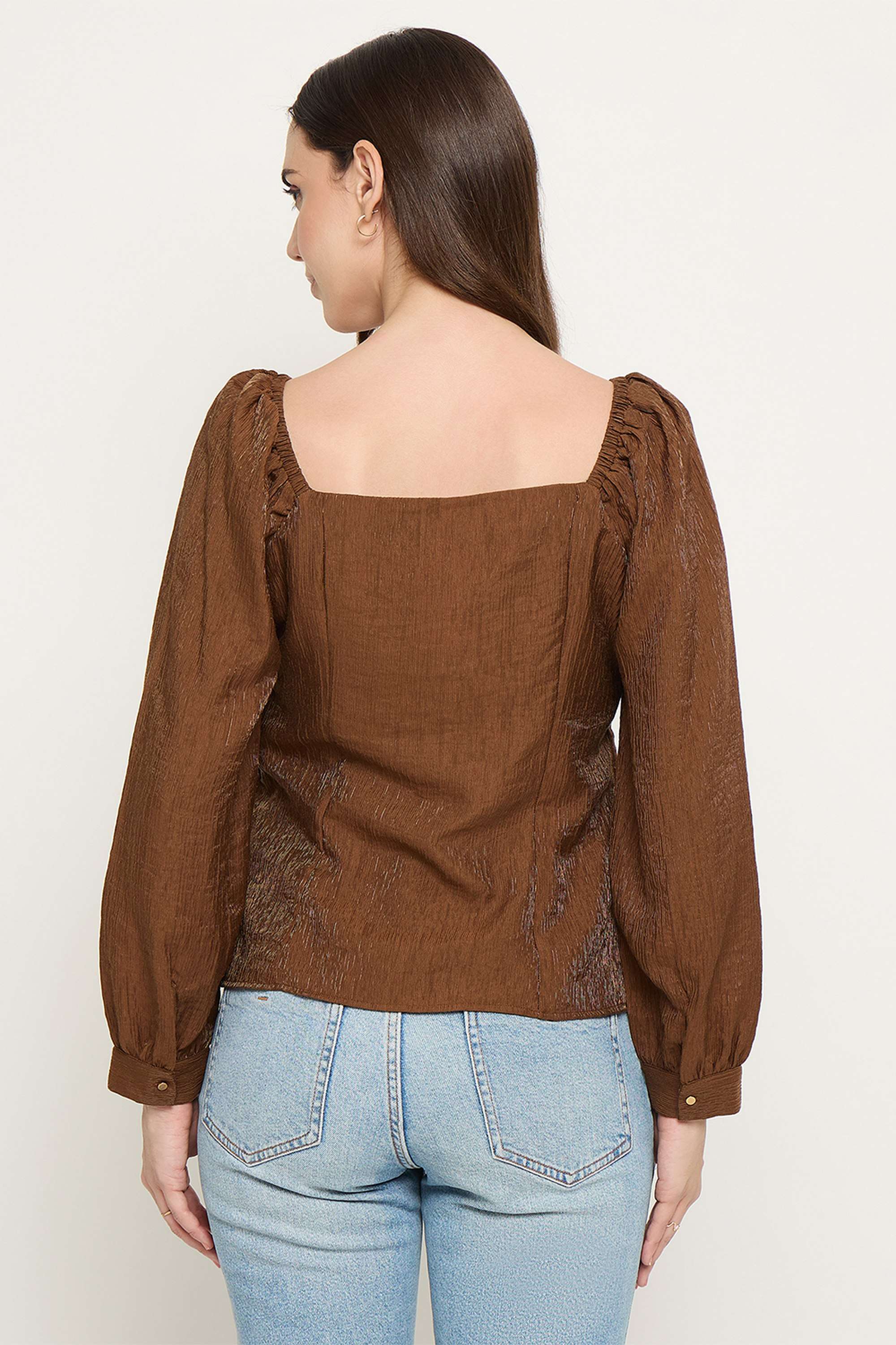 Solid-Nylon-Sweetheart-Neck-Women-Top