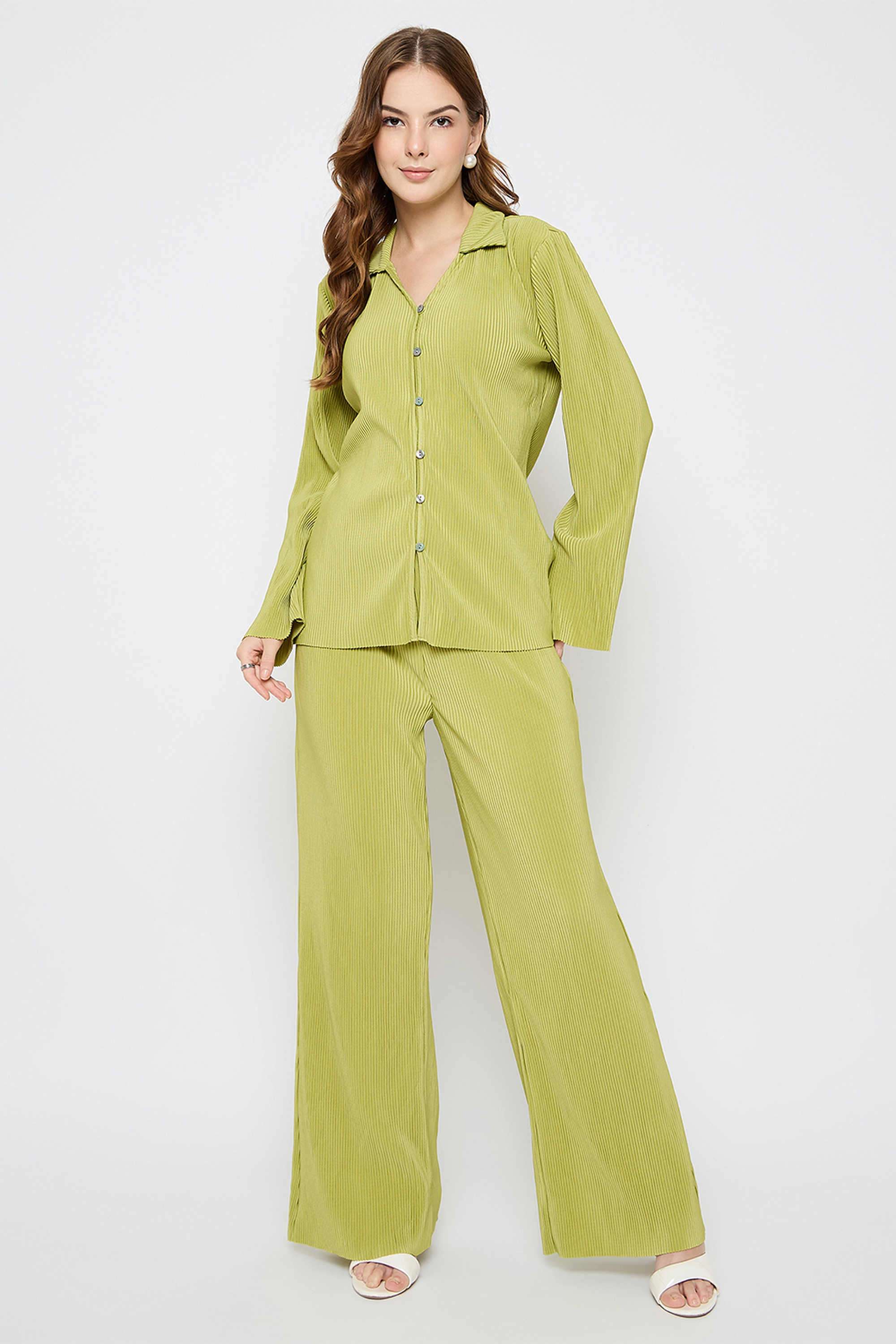 Solid-Polyester-Women-s-Casual-Wear-Co-Ord-Set