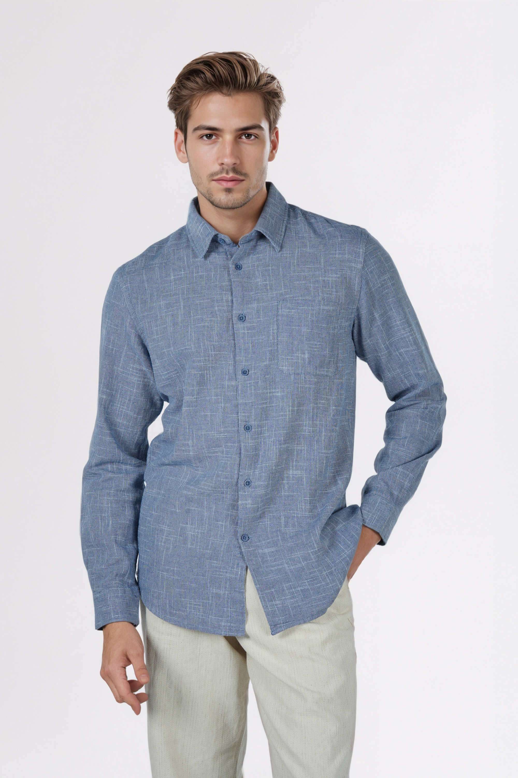 Yarn-Dyed-Cotton-Regular-Fit-Men-s-Casual-Wear-Shirt
