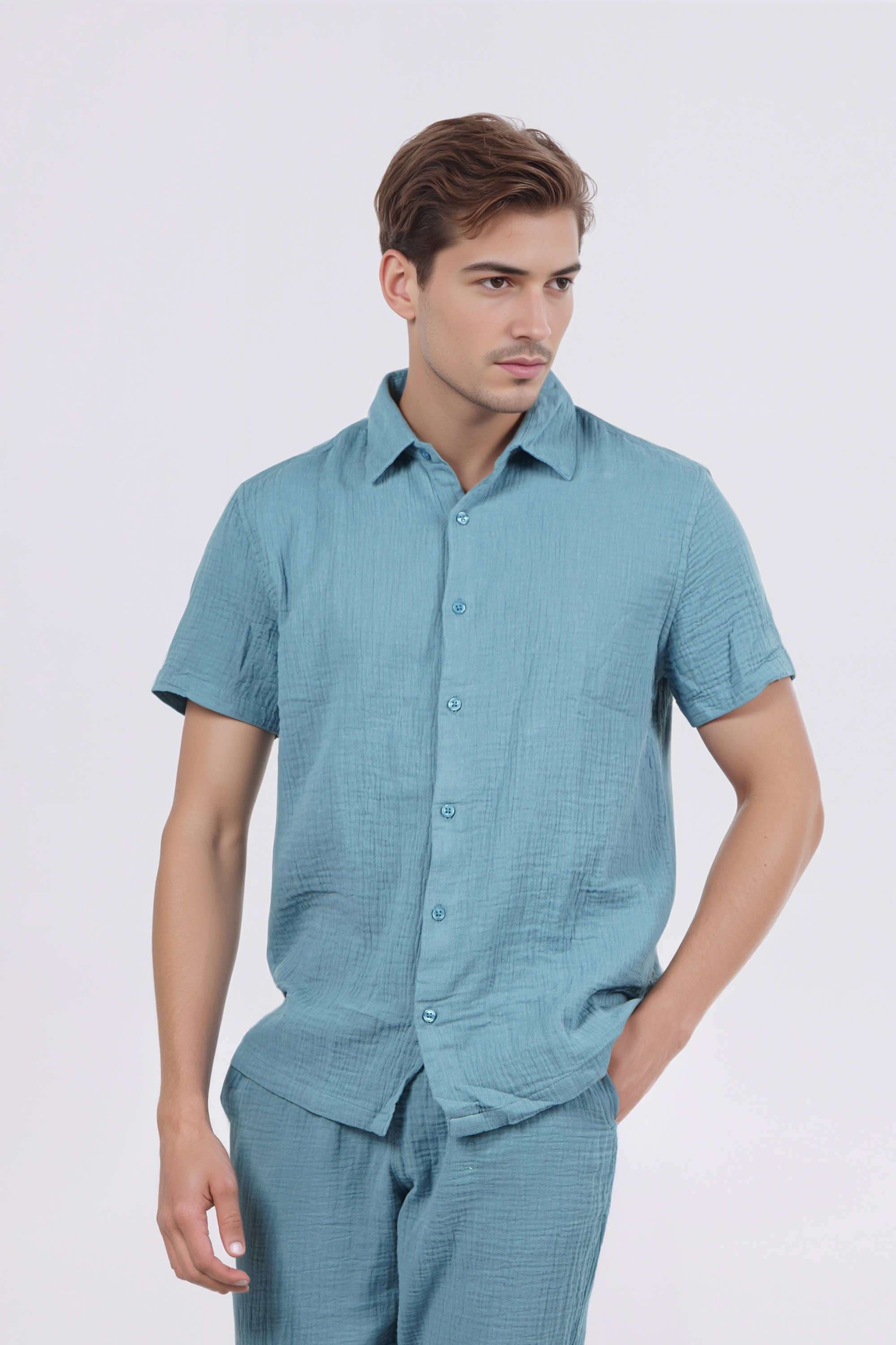 Solid-Cotton-Regular-Fit-Men-s-Casual-Wear-Shirt