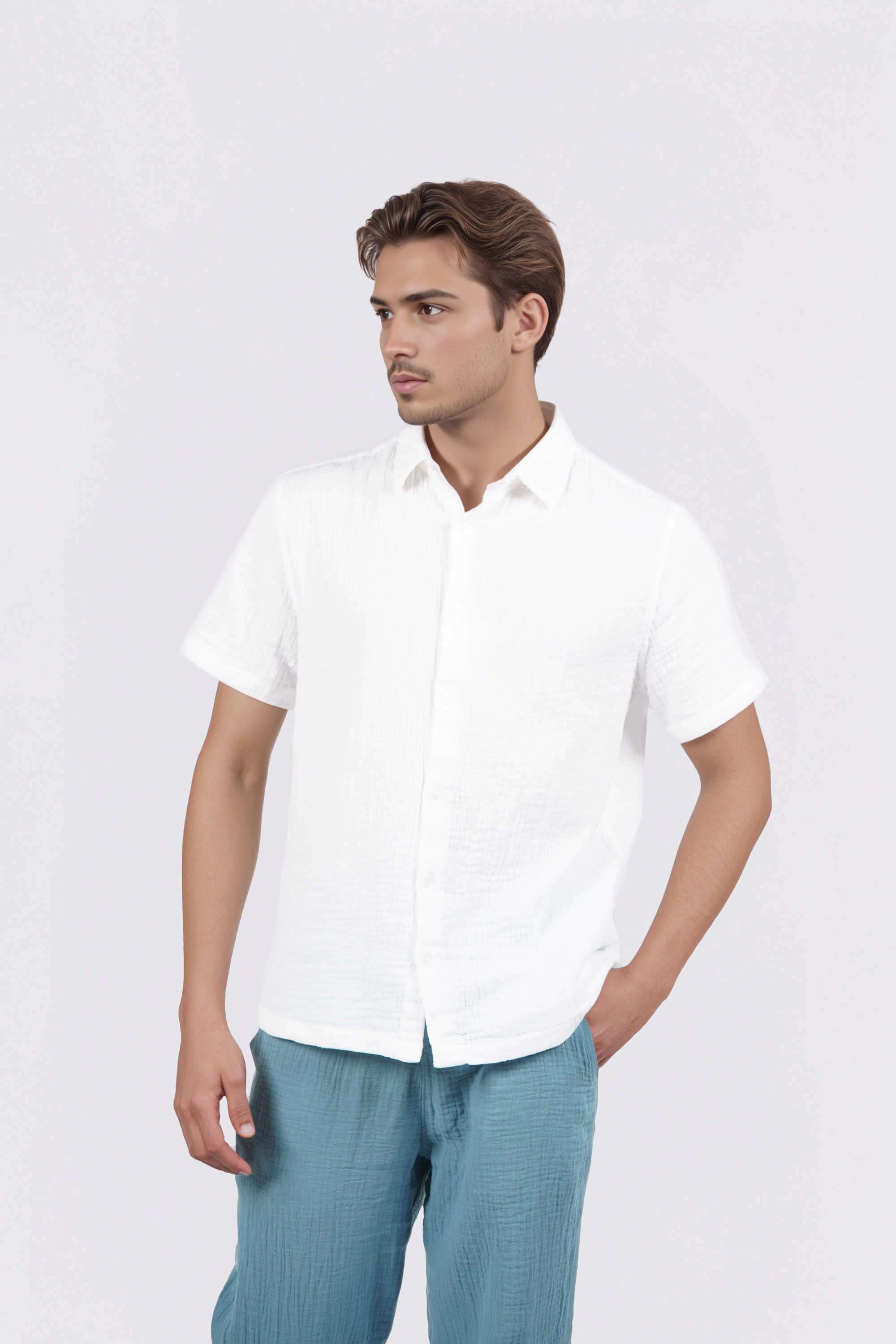 Solid-Cotton-Regular-Fit-Men-s-Casual-Wear-Shirt