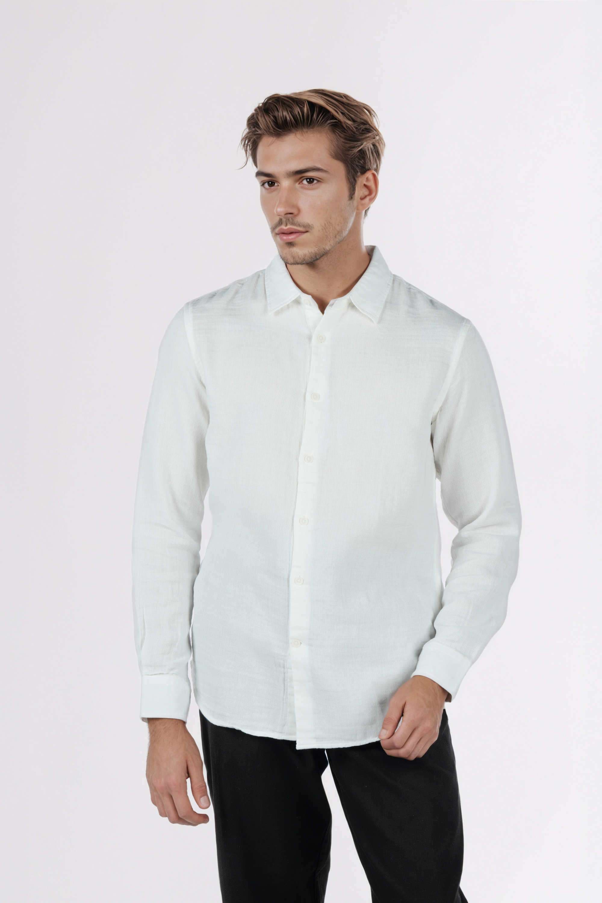 Solid-Cotton-Regular-Fit-Men-s-Casual-Wear-Shirt