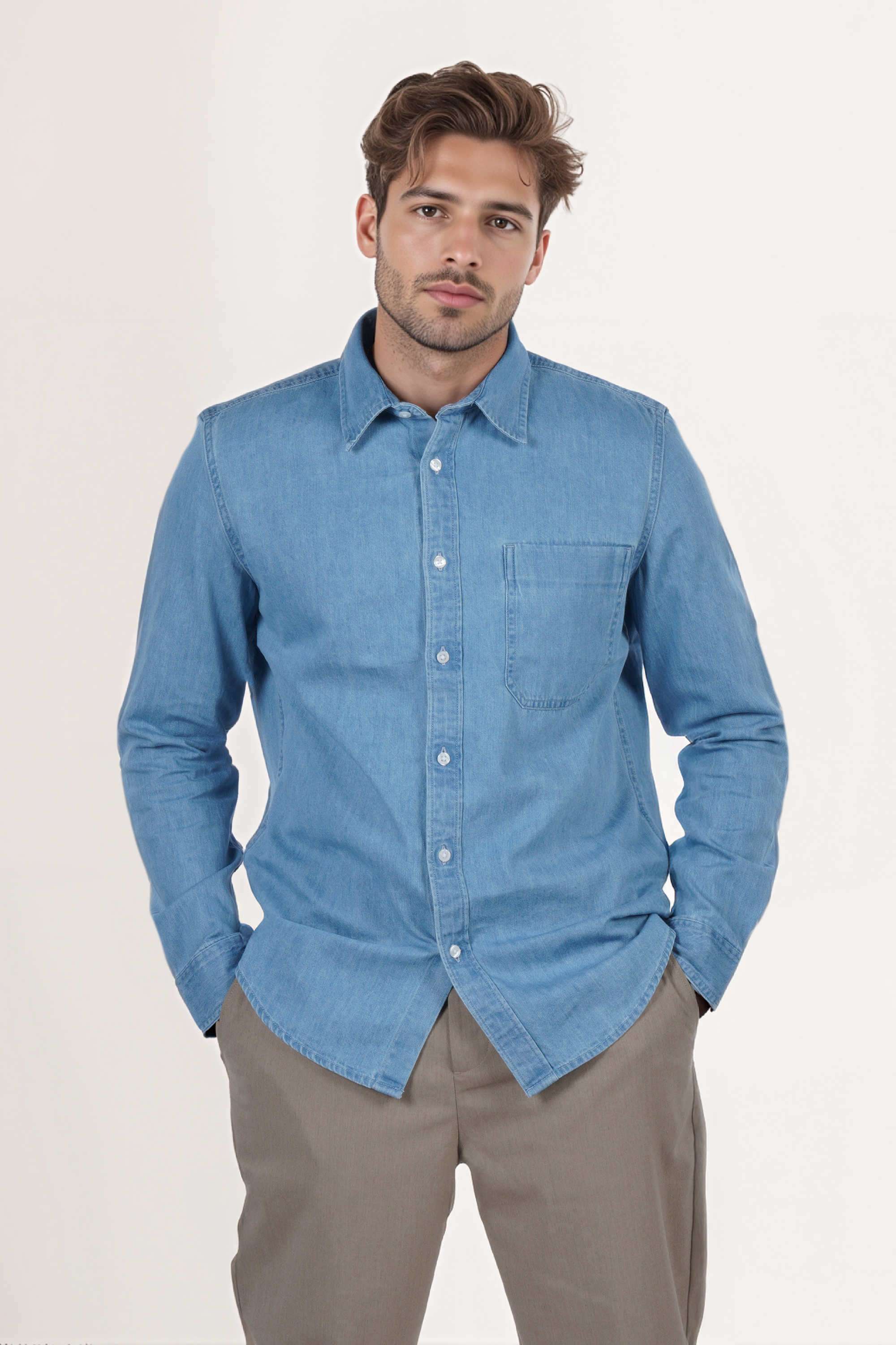 Solid-Cotton-Regular-Fit-Men-s-Casual-Wear-Shirt