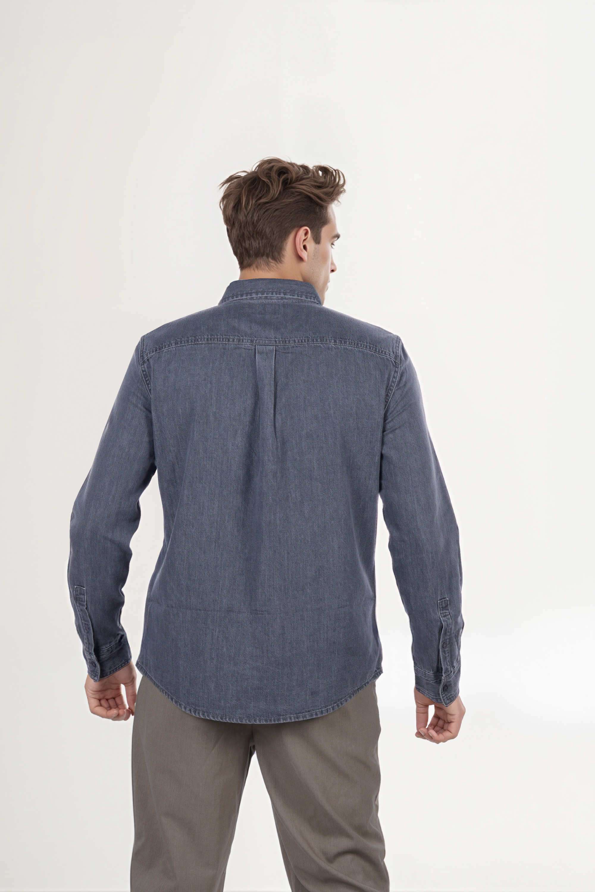 Solid-Cotton-Regular-Fit-Men-s-Casual-Wear-Denim-Shirt