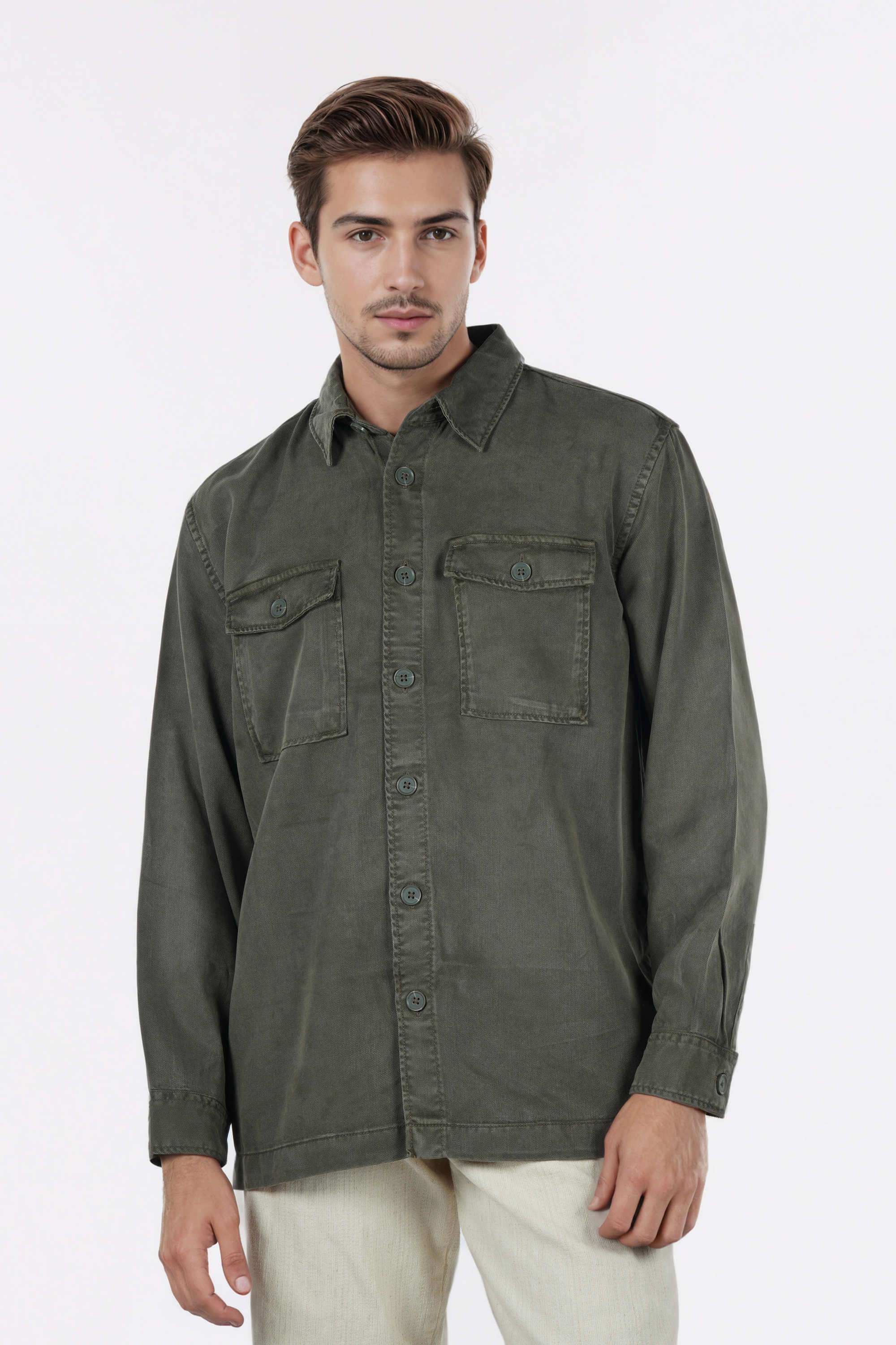 Solid-Cotton-Regular-Fit-Men-s-Casual-Wear-Shirt