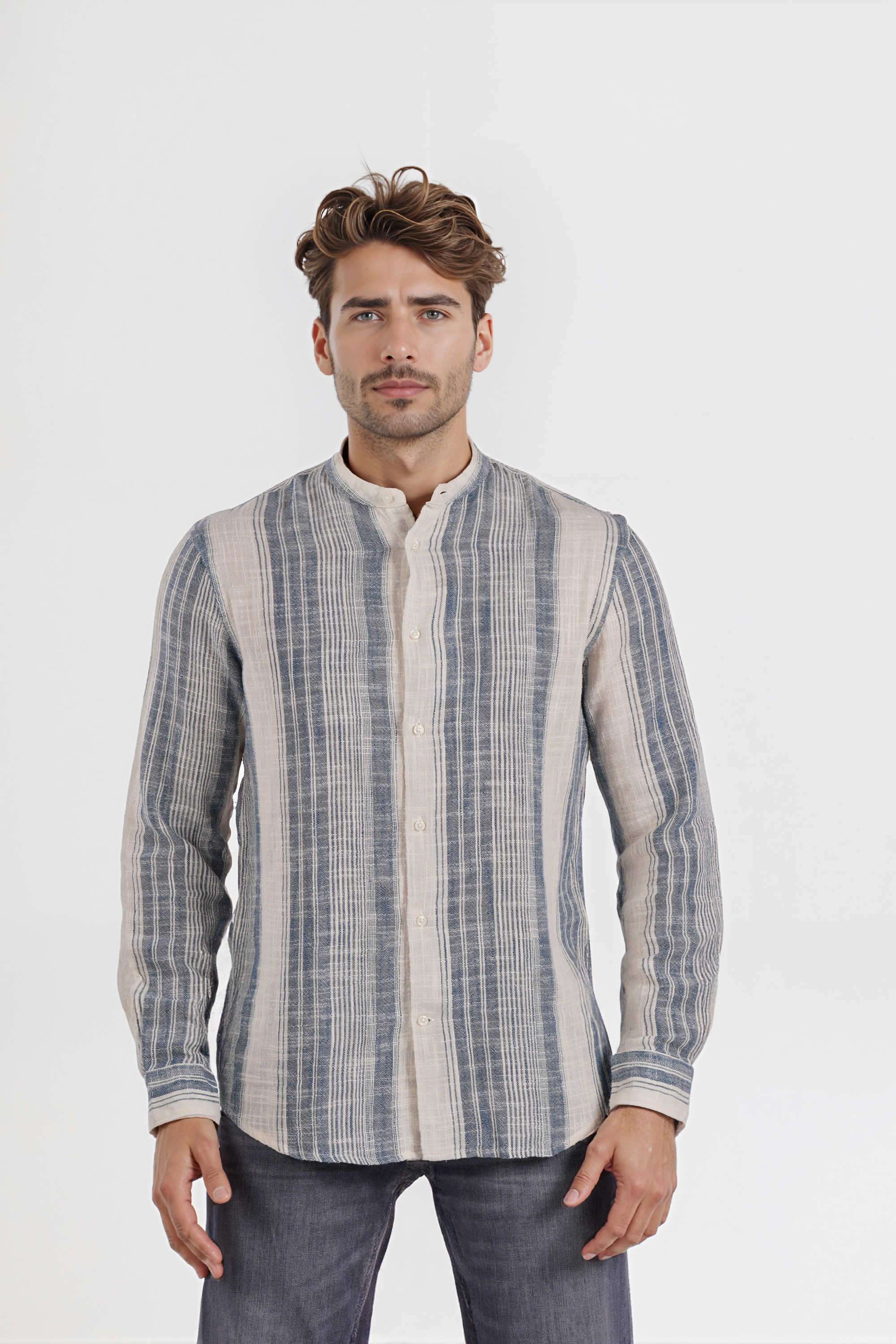 Stripes-Cotton-Regular-Fit-Men-s-Casual-Wear-Shirt
