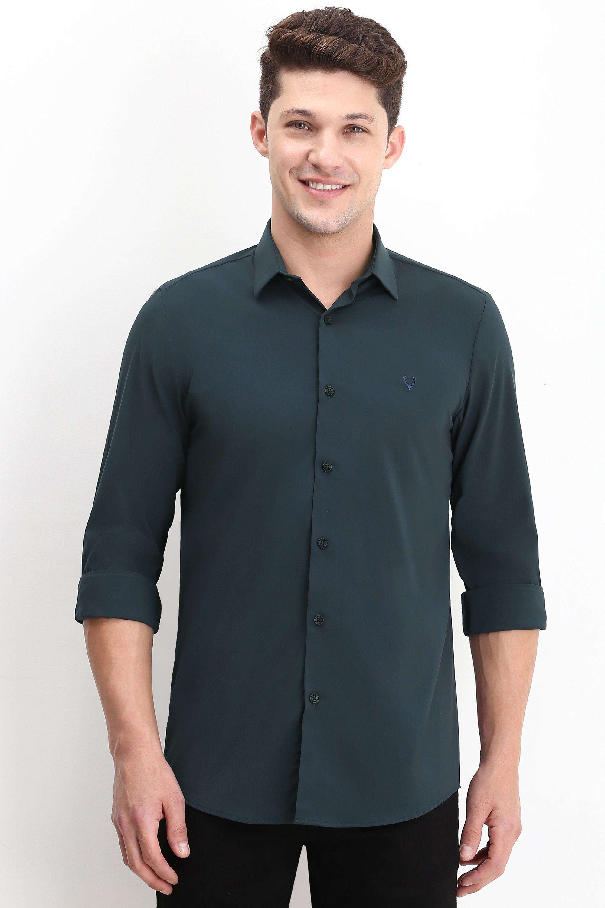 Solid-Polyester-Blend-Regular-Fit-Men-s-Shirt