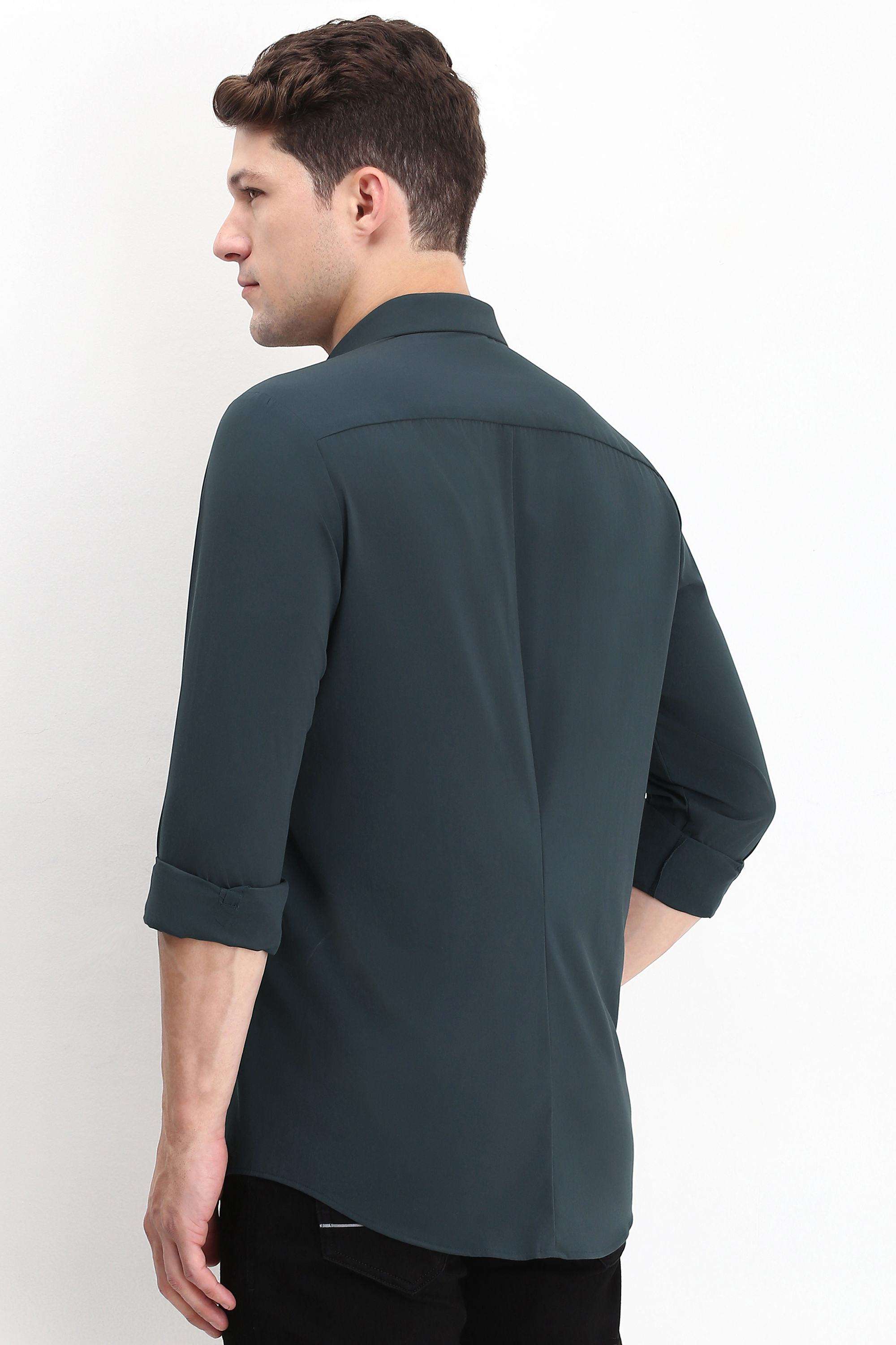Solid-Polyester-Blend-Regular-Fit-Men-s-Shirt