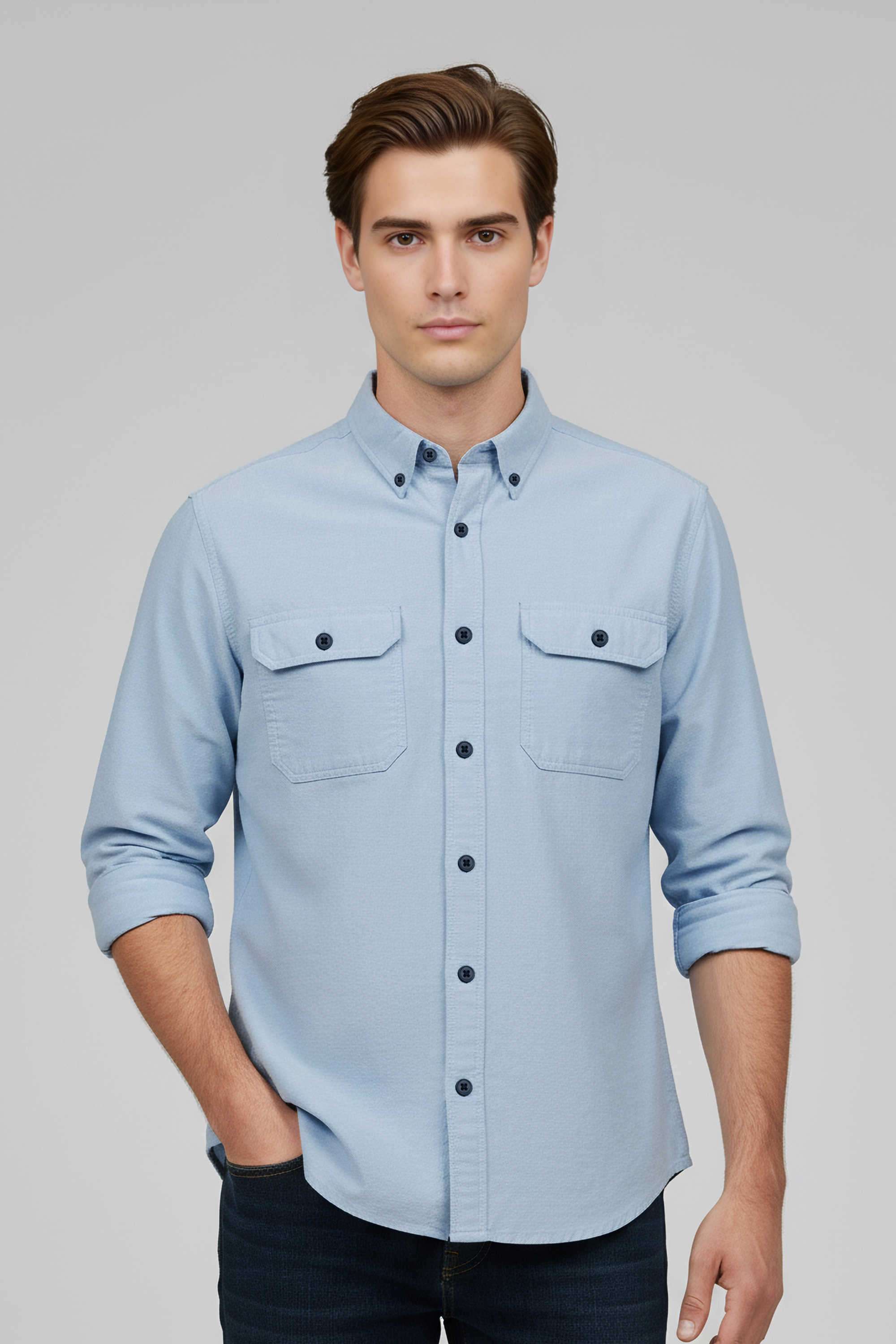 Solid-Cotton-Regular-Fit-Men-s-Casual-Shirt
