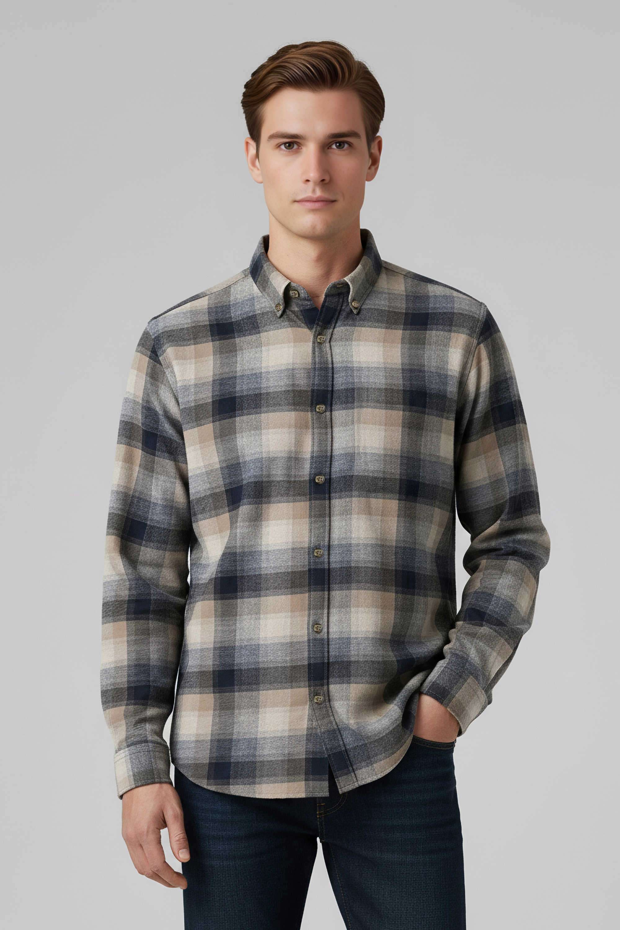 Solid-Cotton-Regular-Fit-Men-s-Casual-Shirt