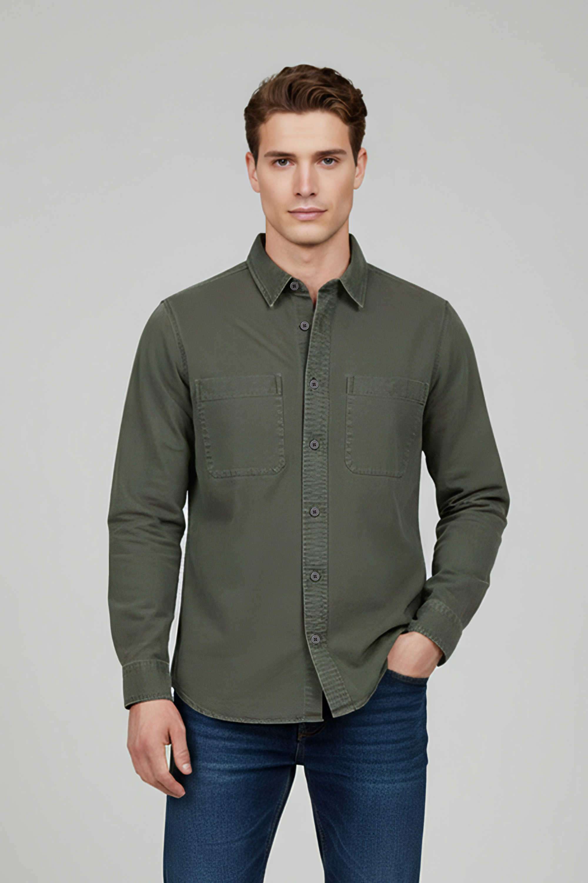 Solid-Cotton-Regular-Fit-Men-s-Casual-Shirt