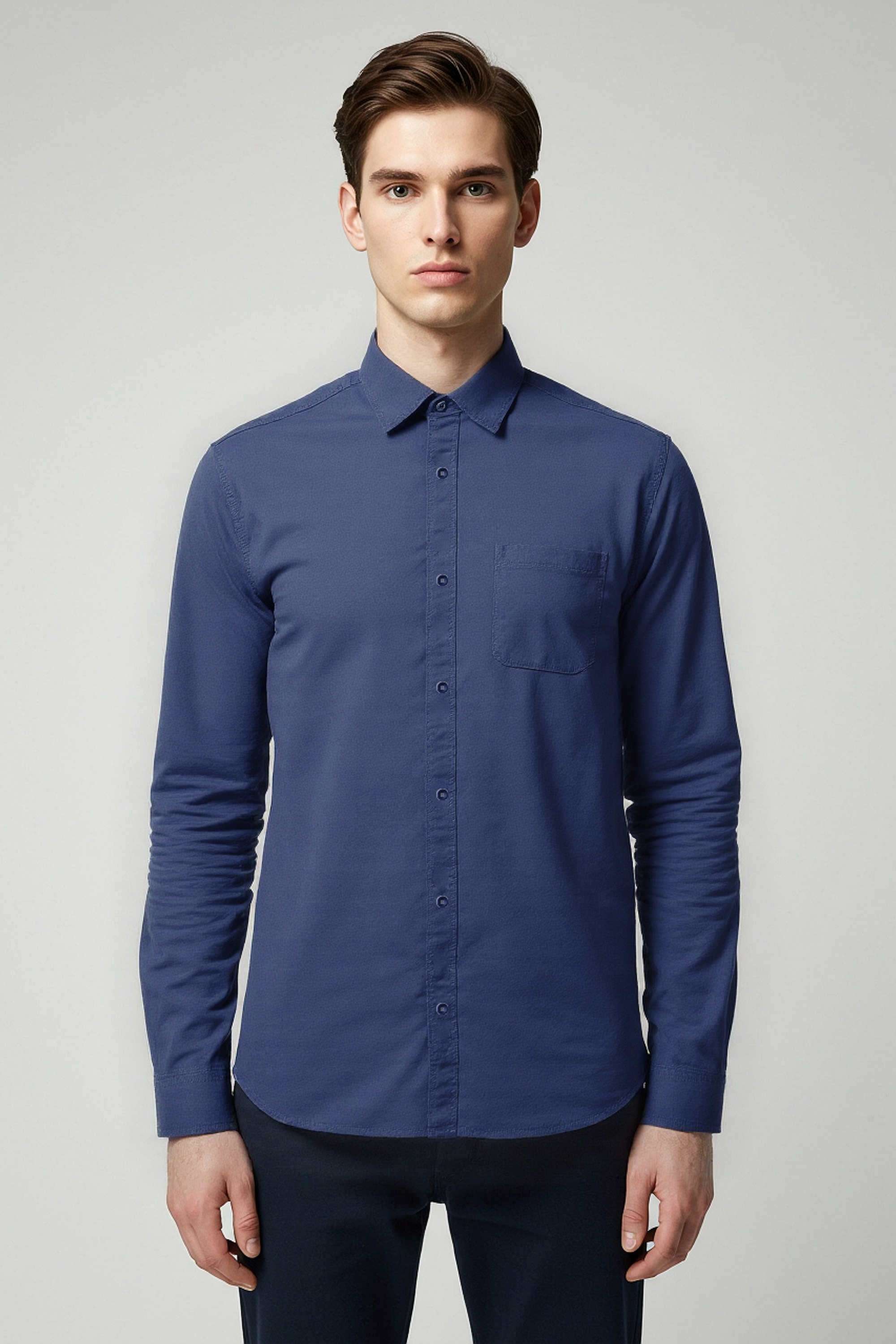 Solid-Cotton-Regular-Fit-Men-s-Casual-Wear-Shirt