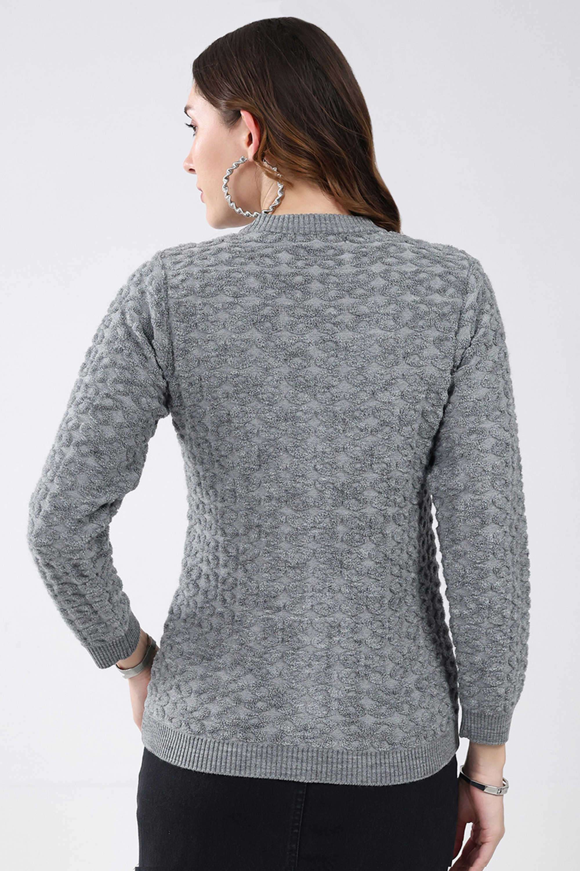 Solid-Blended-Fabric-Women-s-Winter-Wear-Cardigan