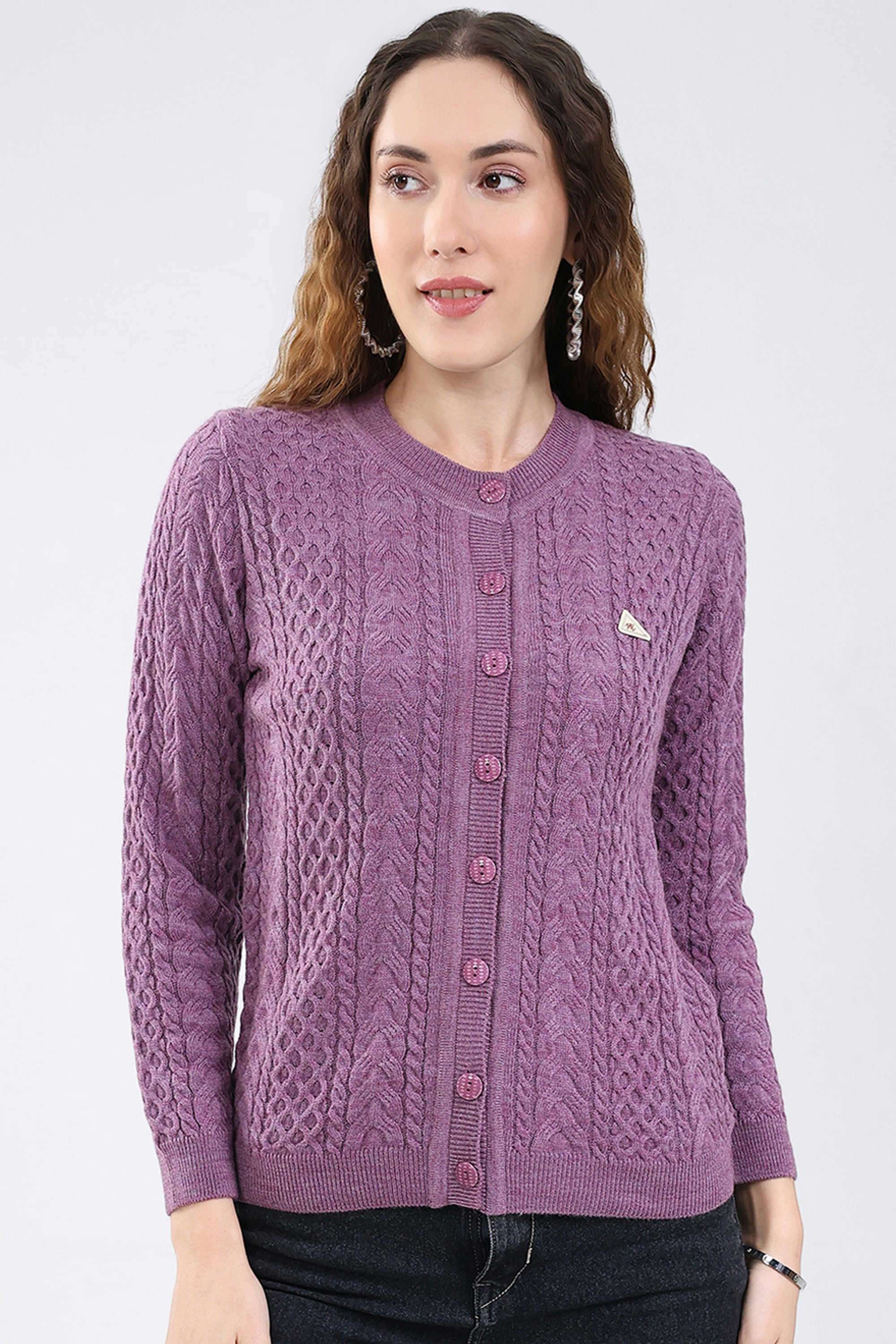 Solid-Blended-Fabric-Women-s-Winter-Wear-Cardigan