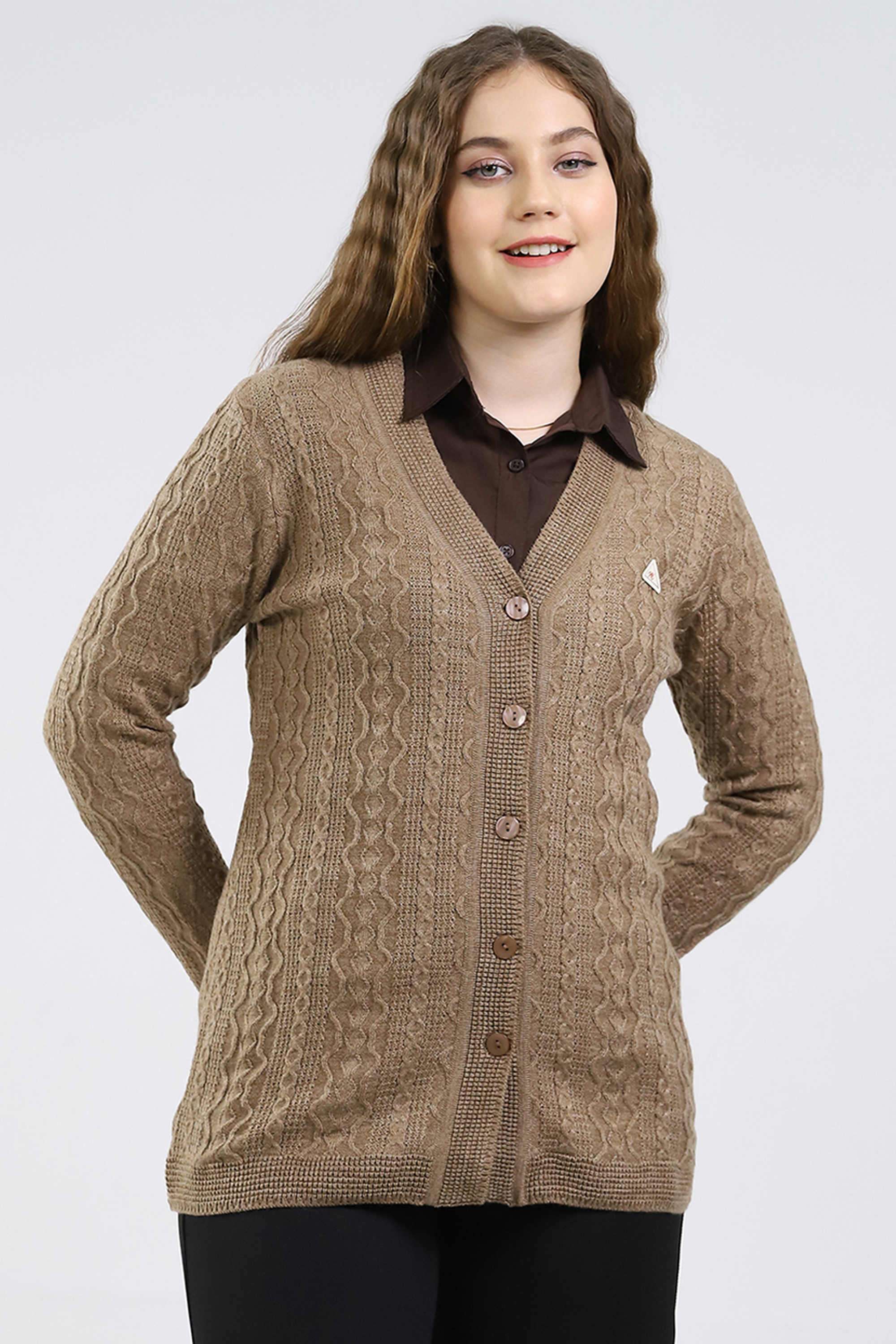 Blended-Fabric-Women-s-Casual-Wear-Cardigan