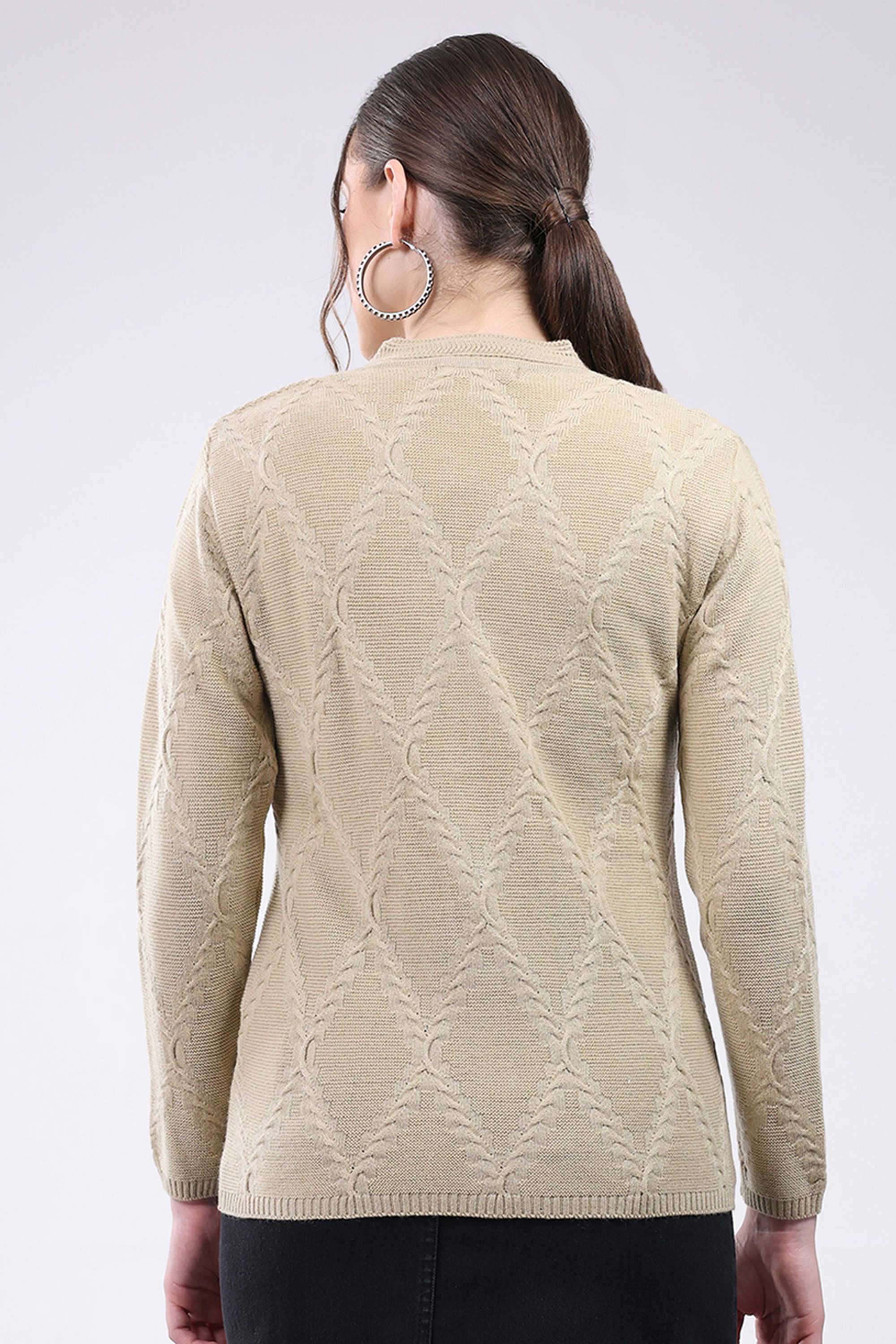 Solid-Blended-Fabric-Women-s-Winter-Wear-Cardigan