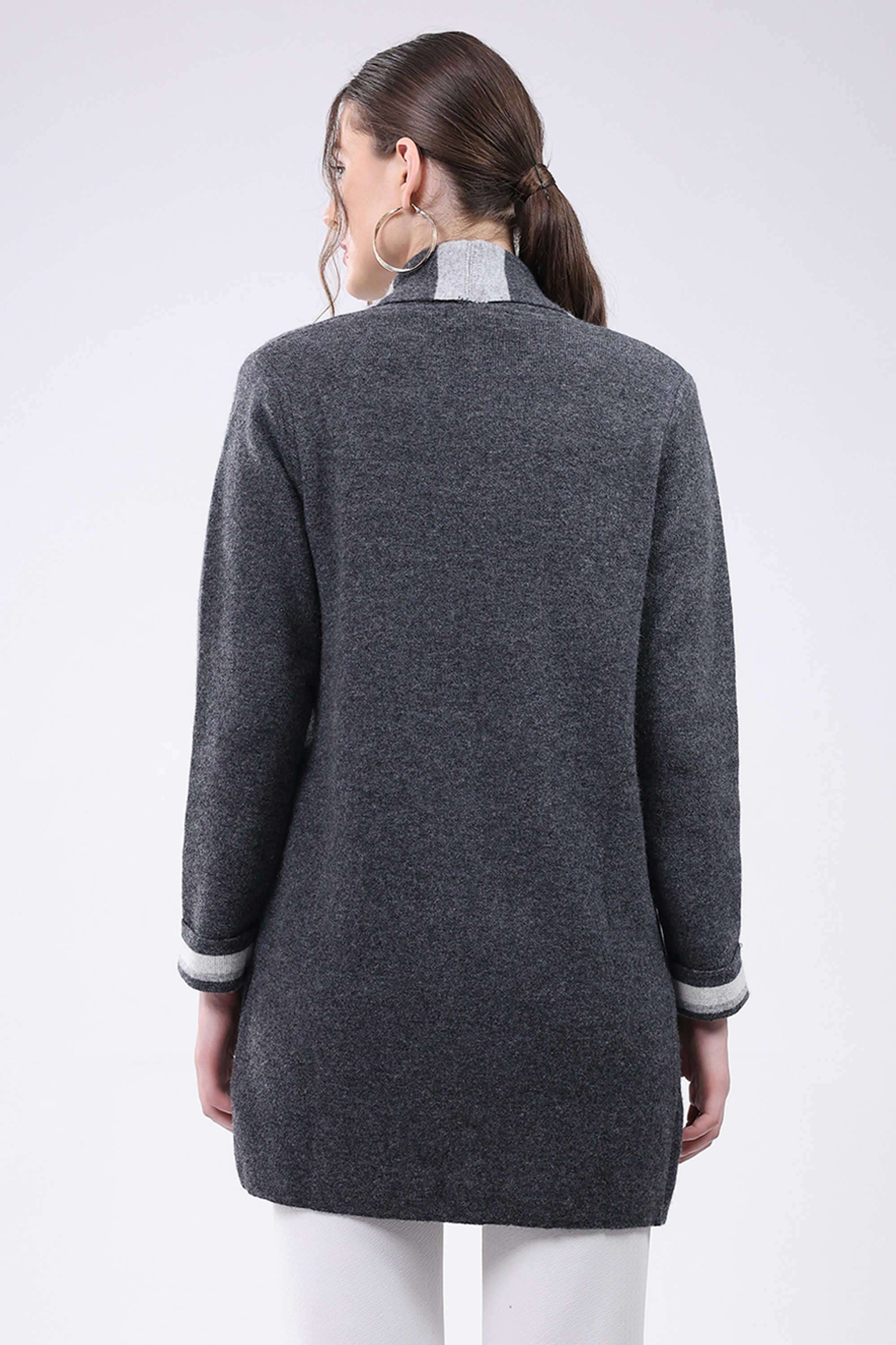 Solid-Blended-Fabric-Women-s-Winter-Wear-Cardigan