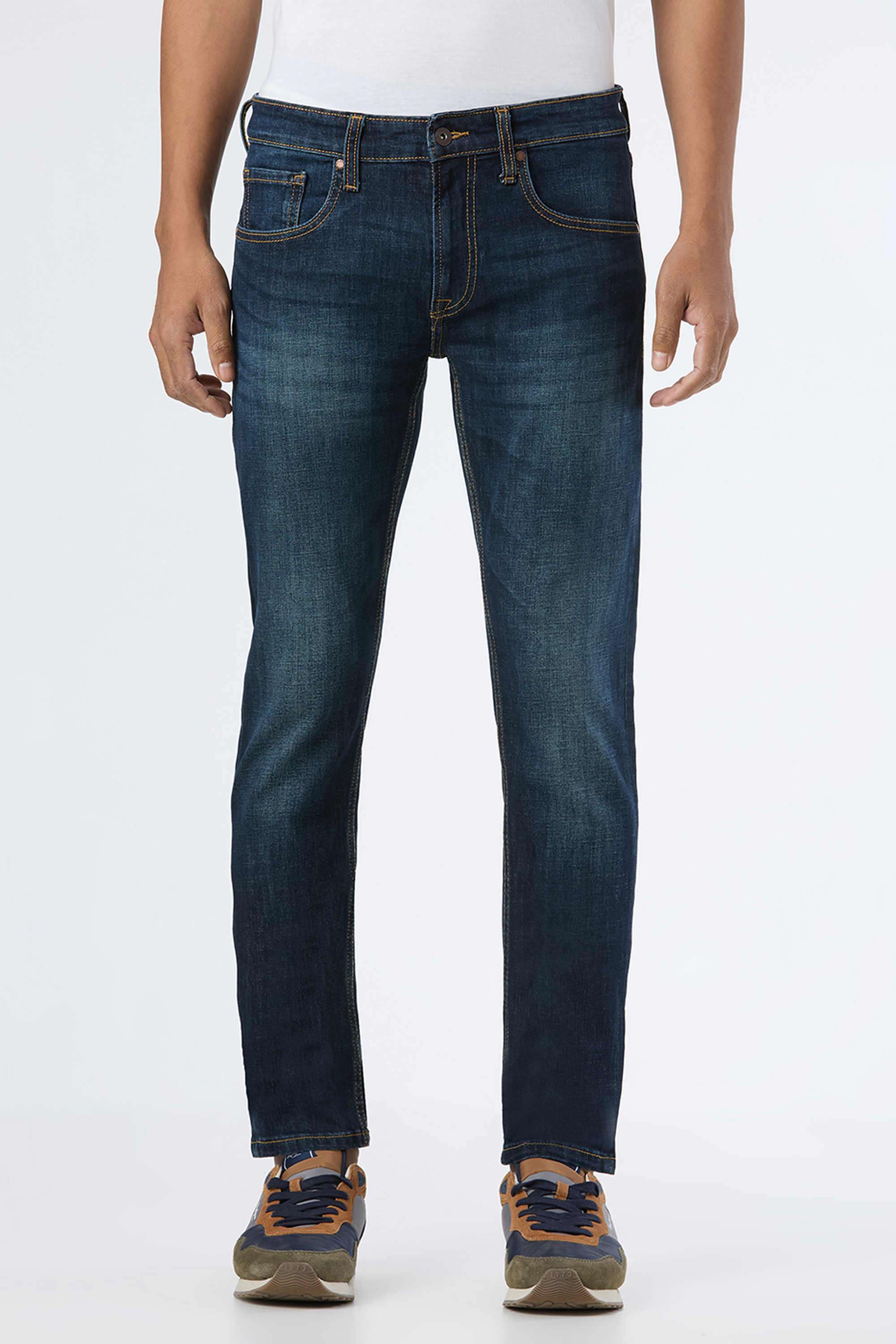 Light-Wash-Poly-Cotton-Slim-Fit-Men-Jeans