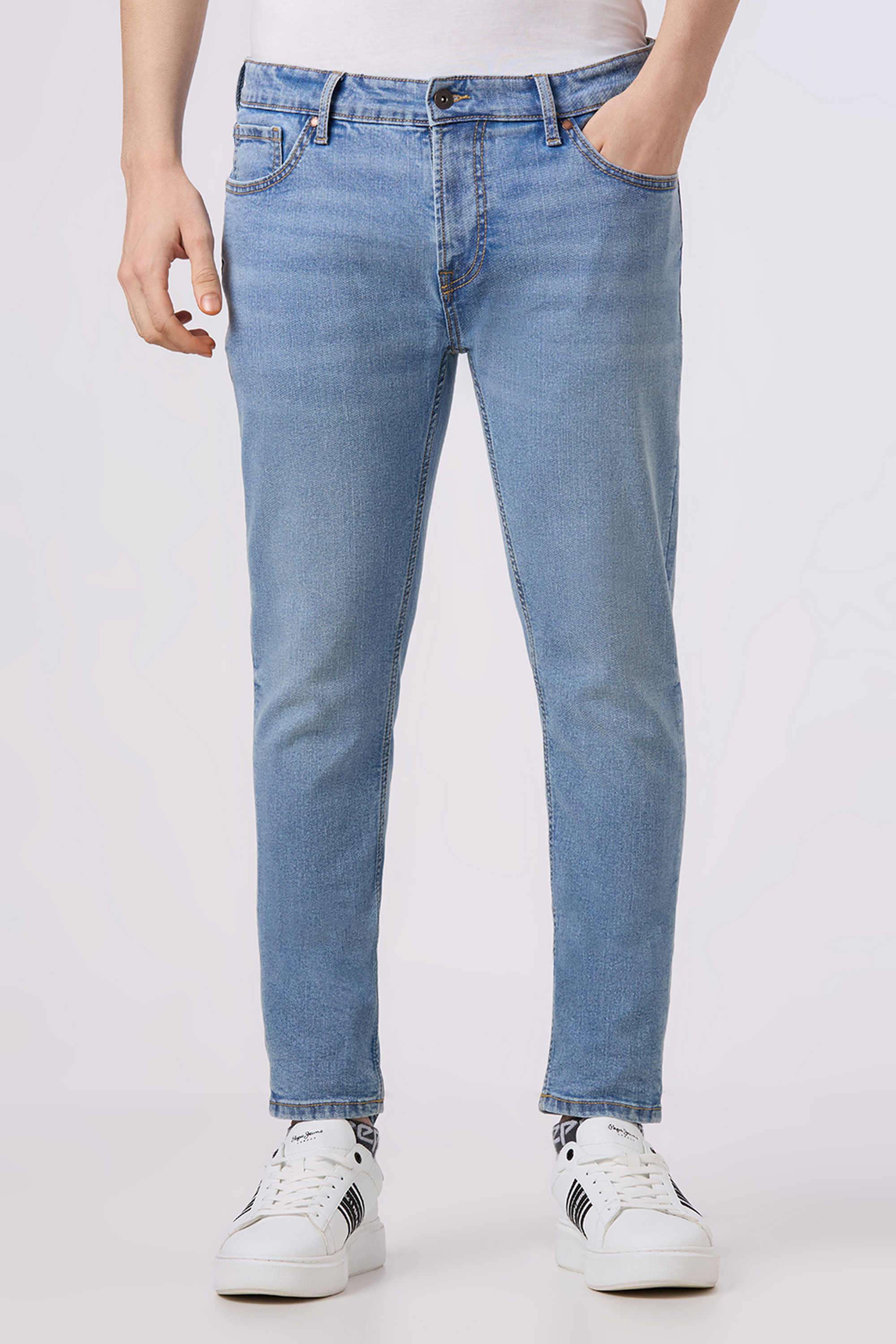 Light-Wash-Poly-Cotton-Slim-Fit-Men-Jeans