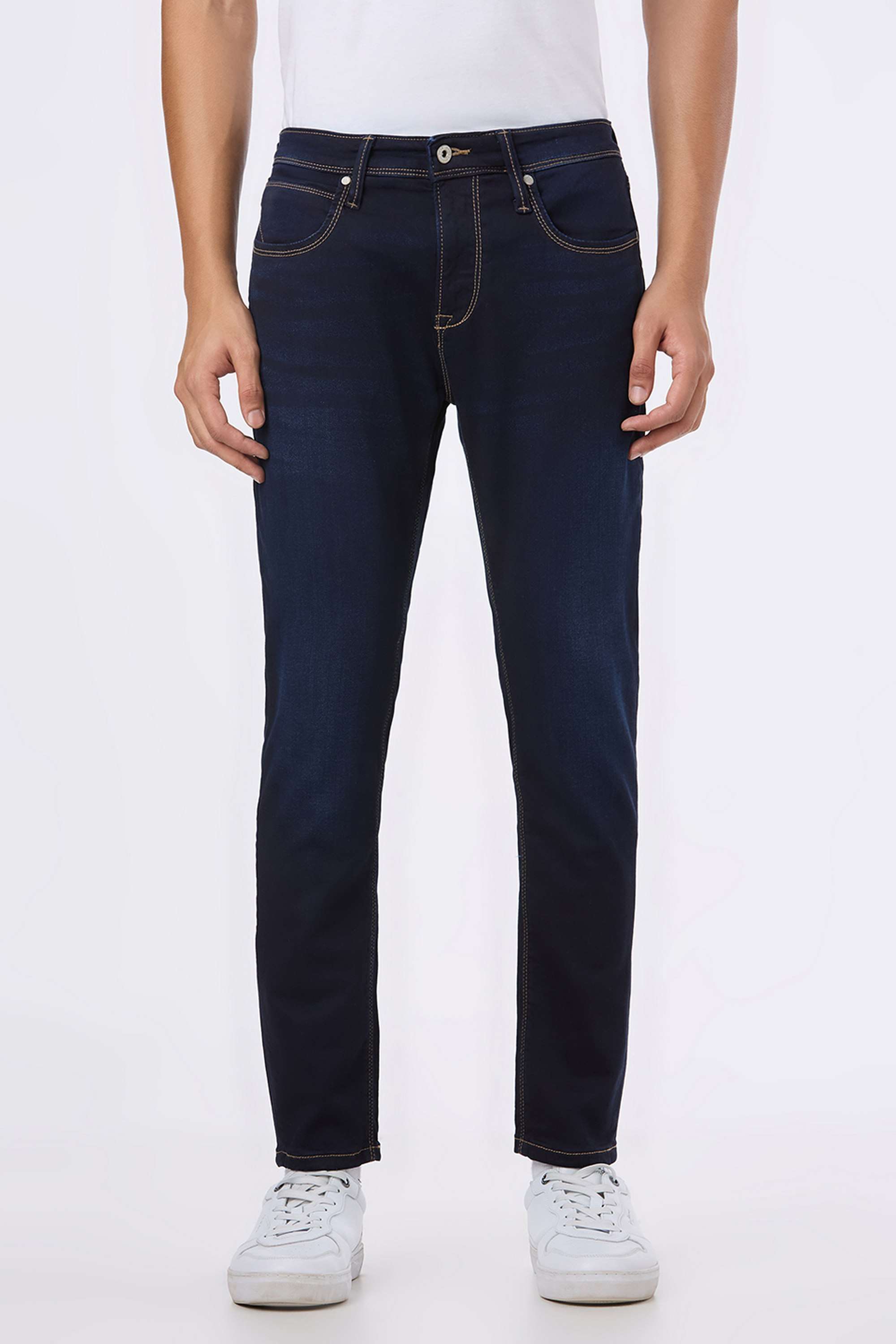 Solid-Cotton-Blend-Skinny-Fit-Men-s-Jeans