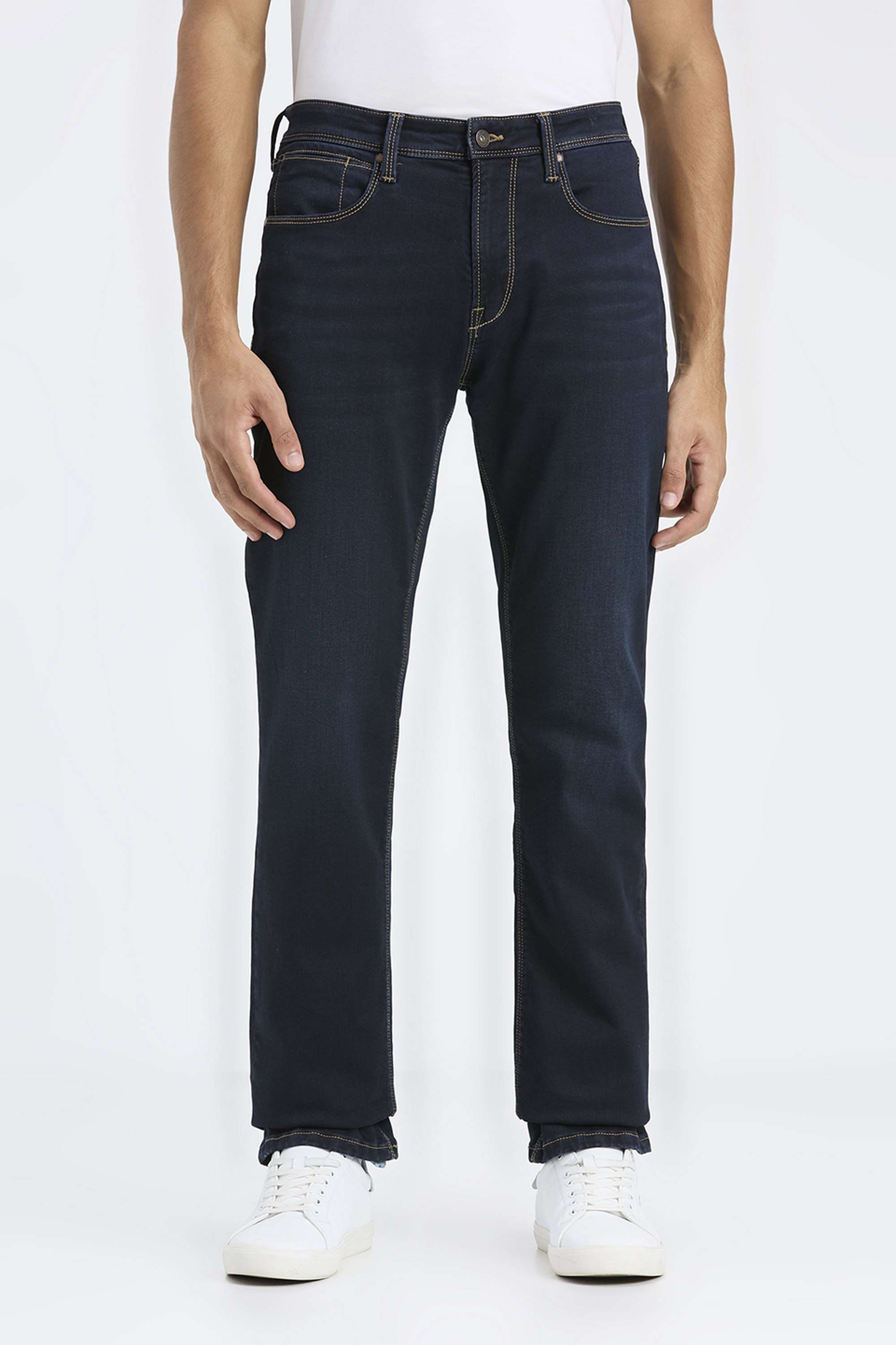 Solid-Cotton-Blend-Regular-Fit-Men-s-Jeans