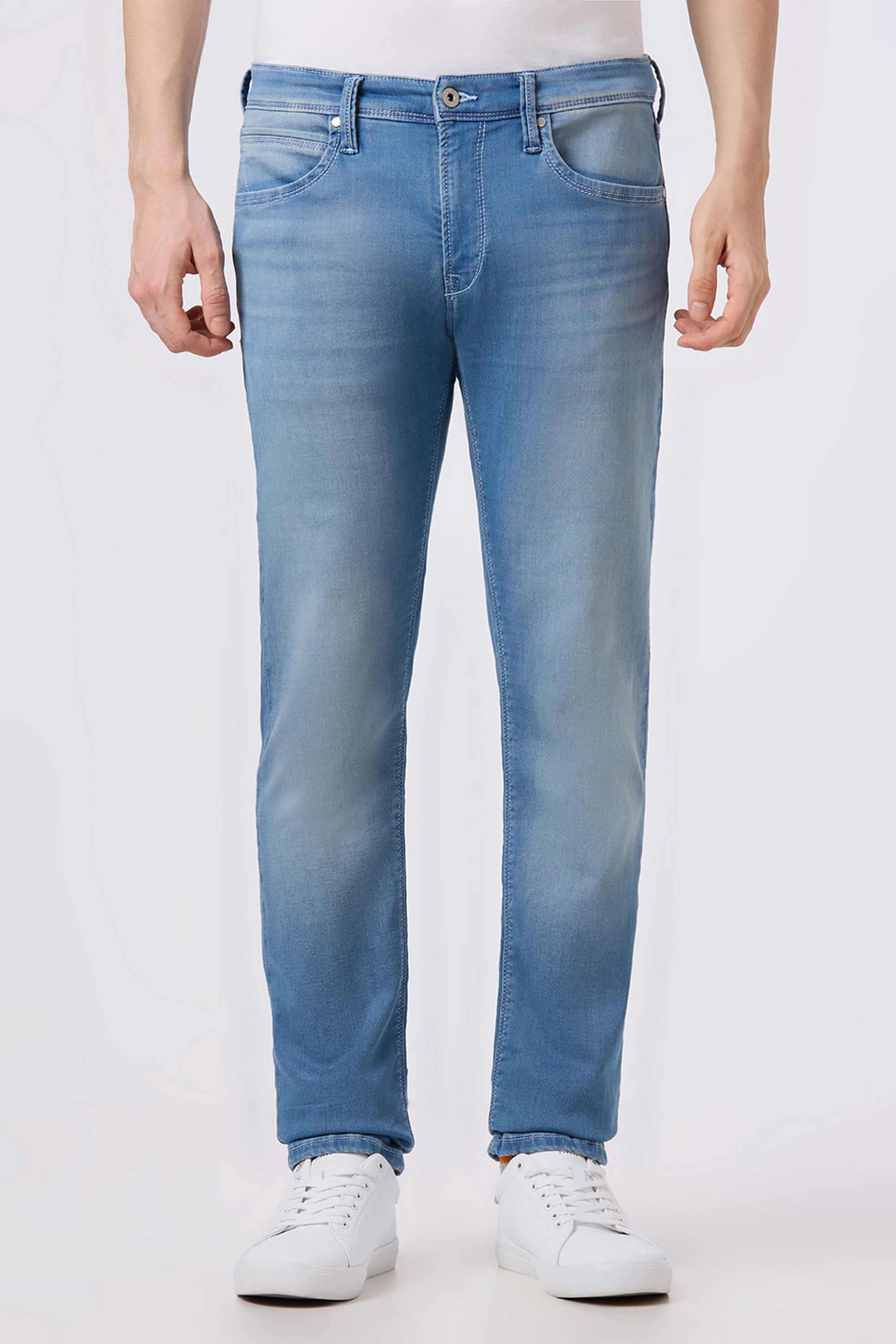 Light-Wash-Poly-Cotton-Slim-Fit-Men-Jeans