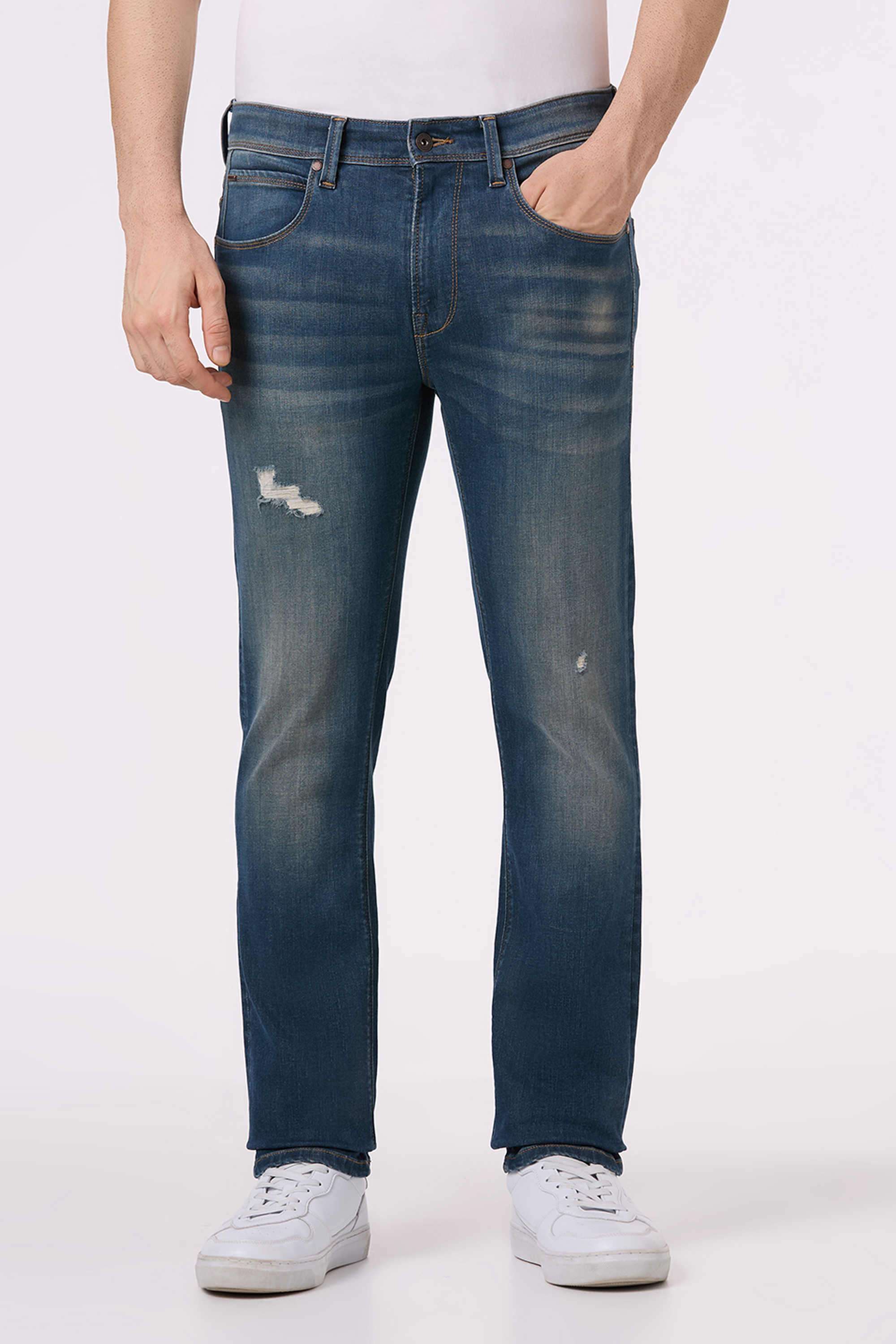 Light-Wash-Poly-Cotton-Slim-Fit-Men-Jeans