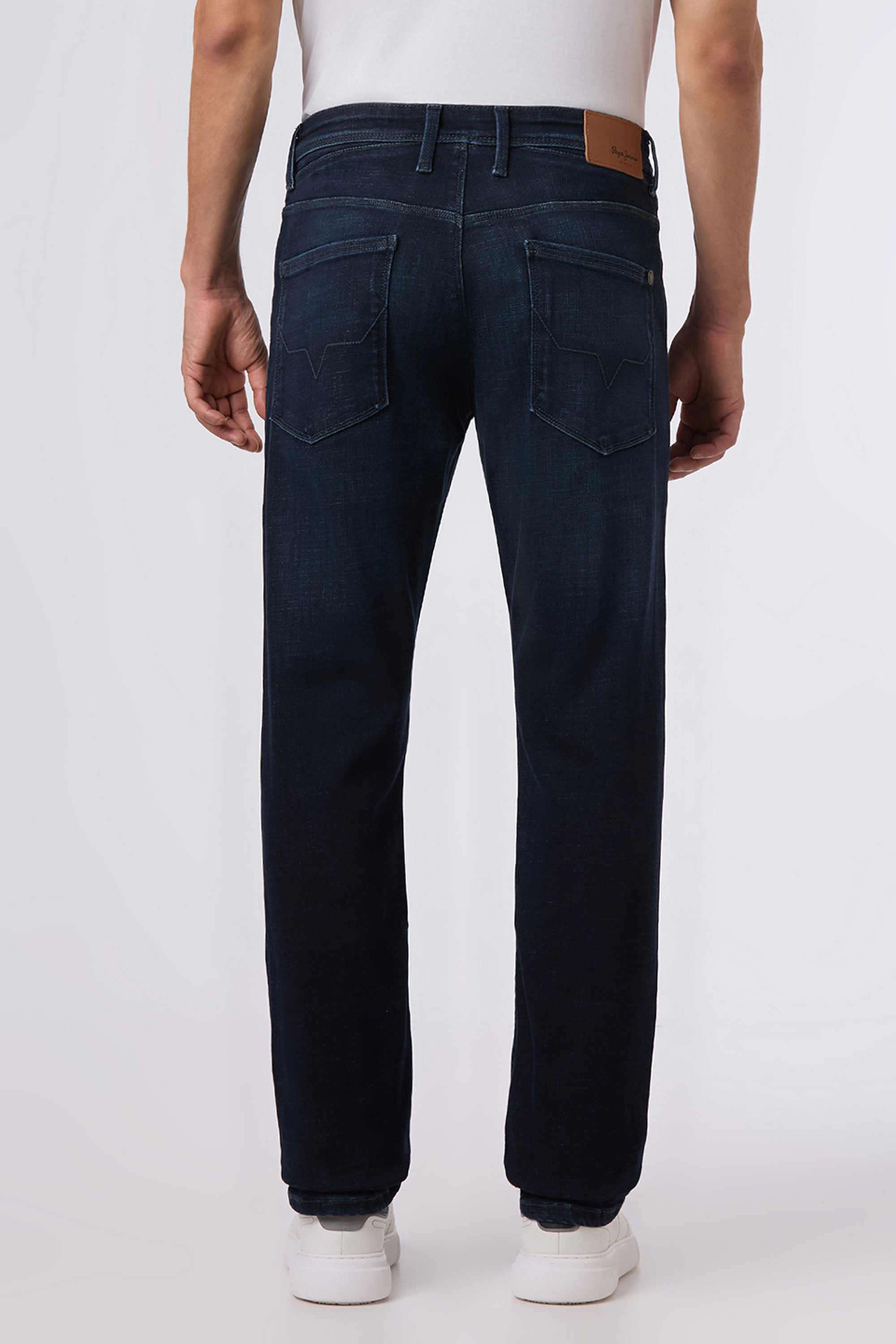 Light-Wash-Poly-Cotton-Straight-Fit-Men-Jeans