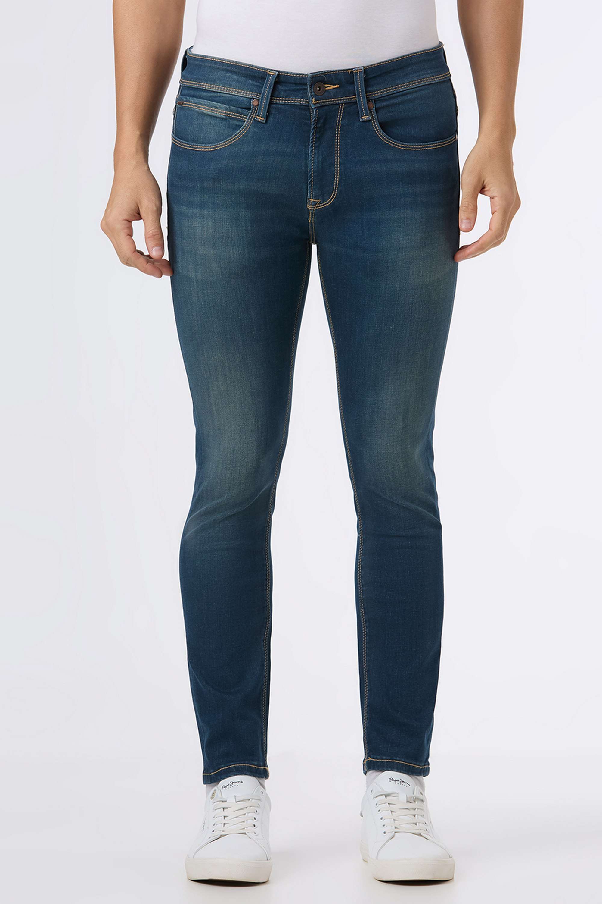 Solid-Cotton-Blend-Skinny-Fit-Men-s-Jeans