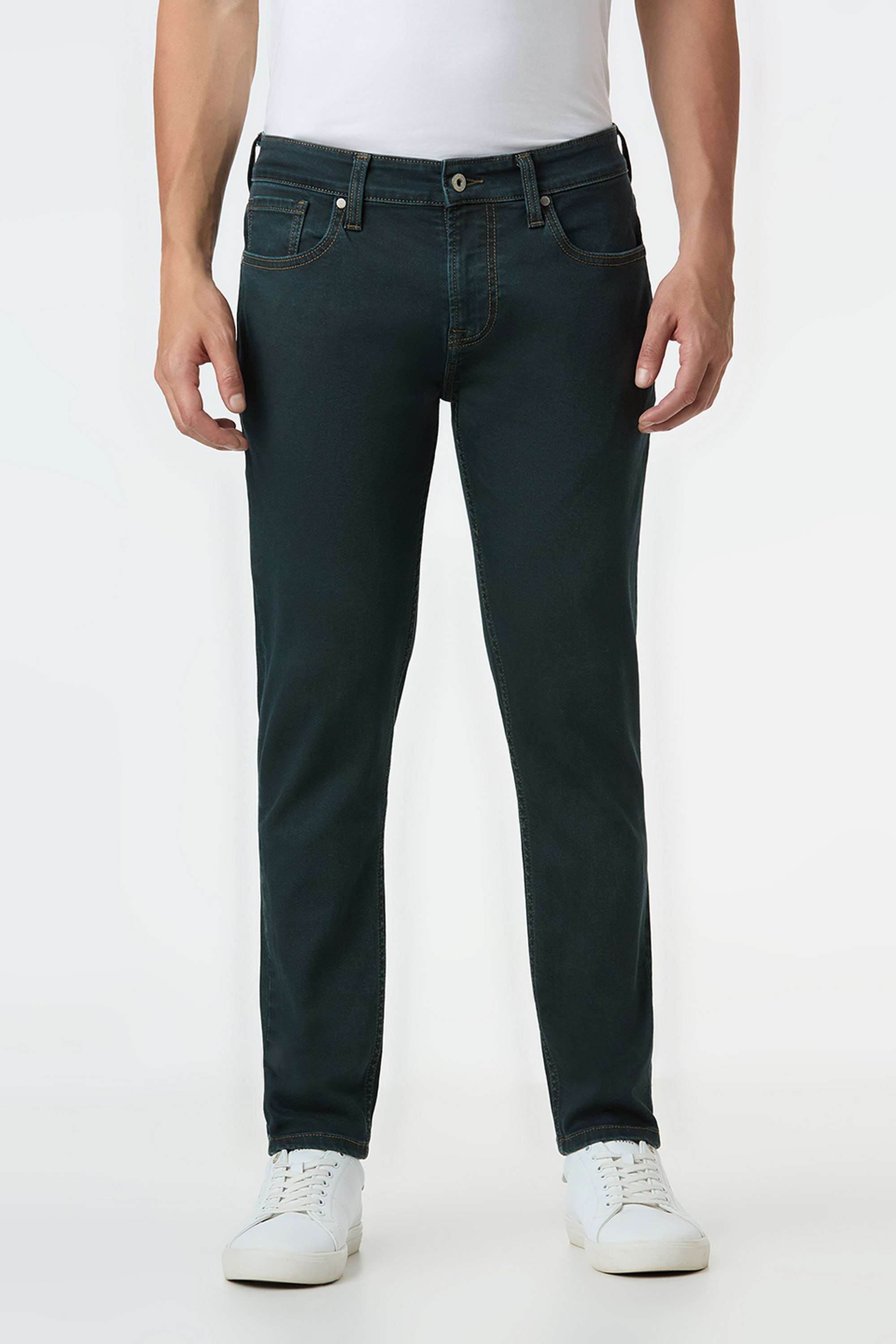 Solid-Cotton-Blend-Skinny-Fit-Men-s-Jeans