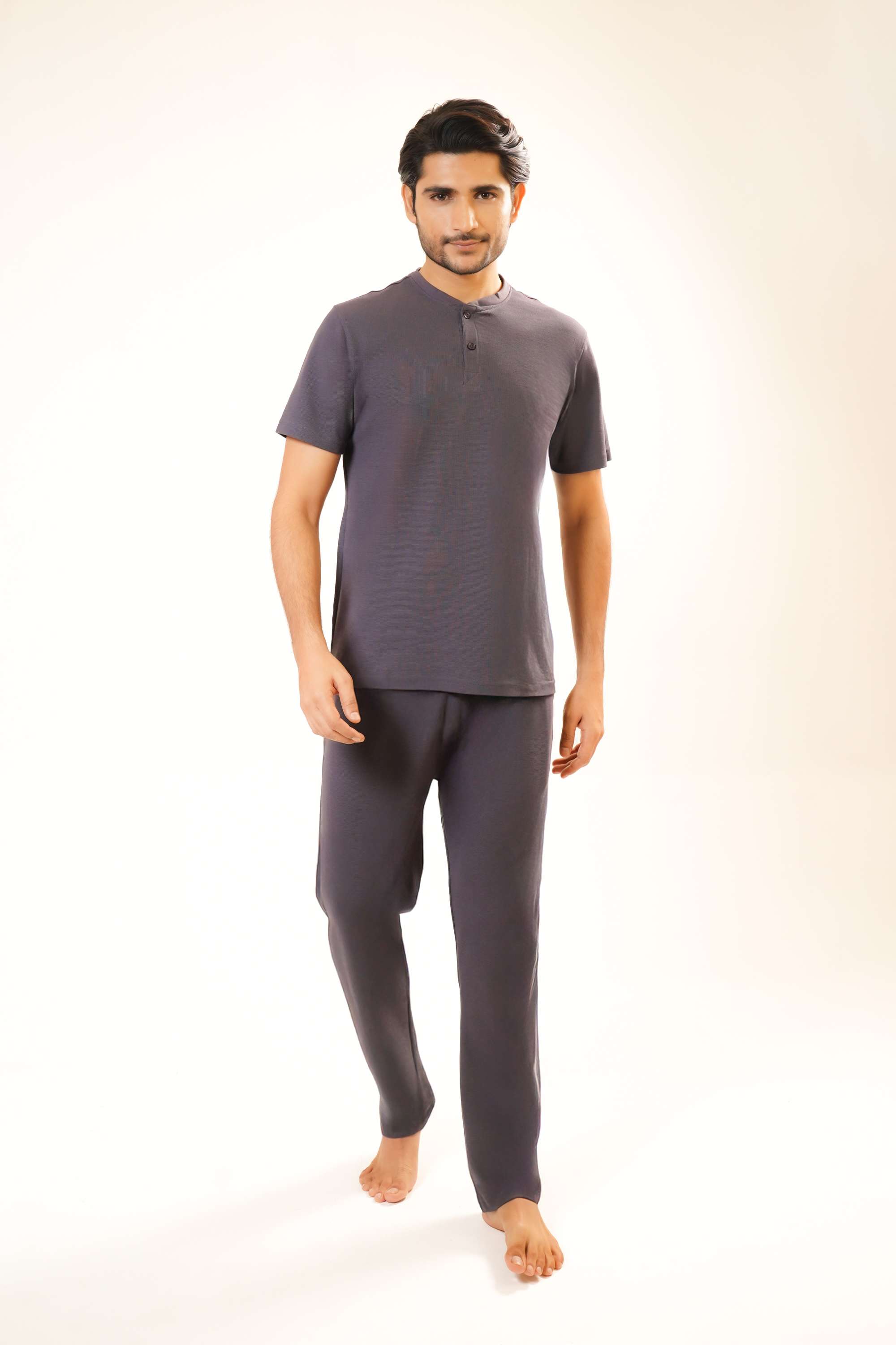 Dobby-Poly-Cotton-Regular-Fit-Men-Co-Ord-Set