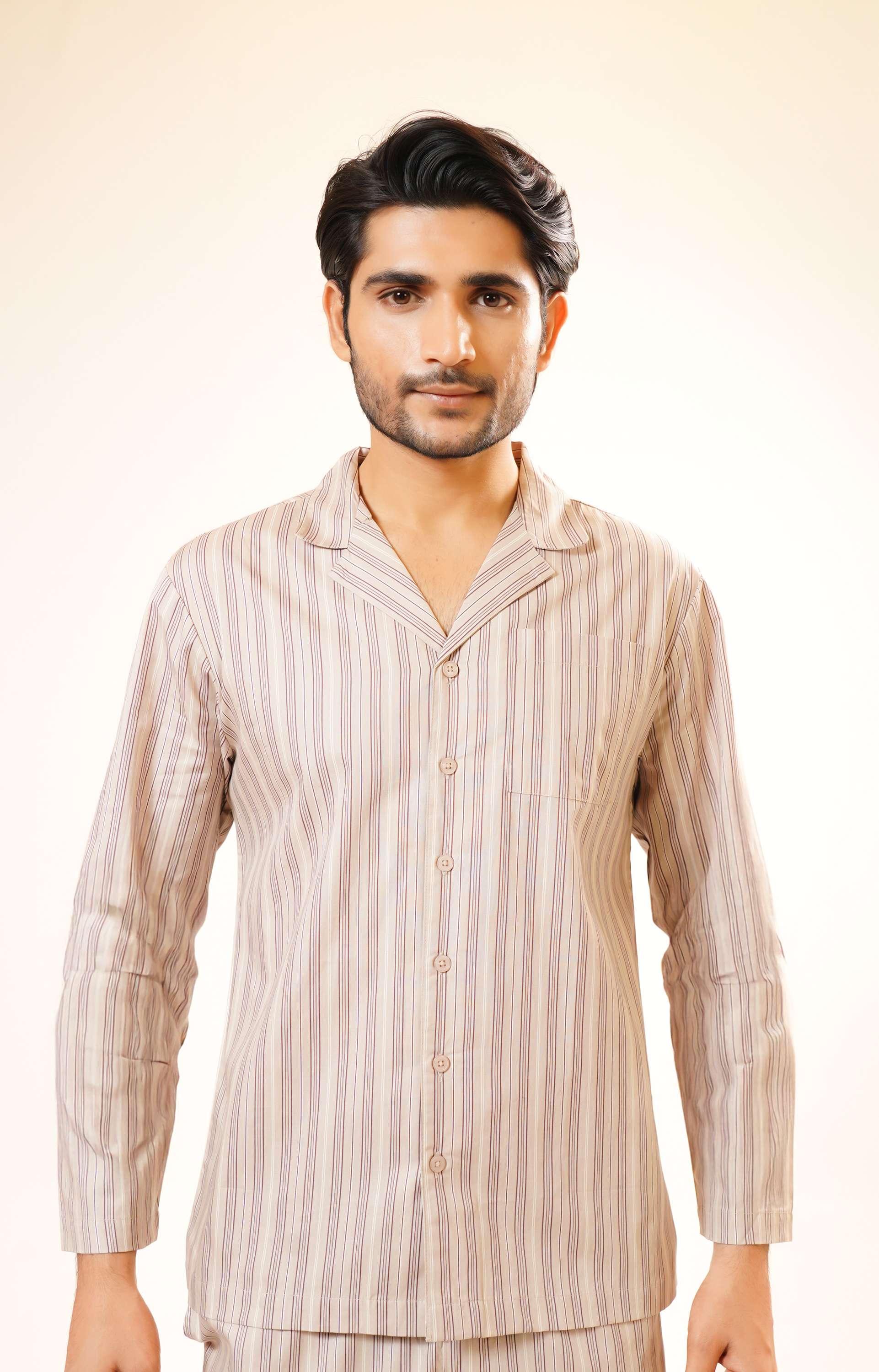 Stripes-Cotton-Regular-Fit-Men-Co-Ord-Set