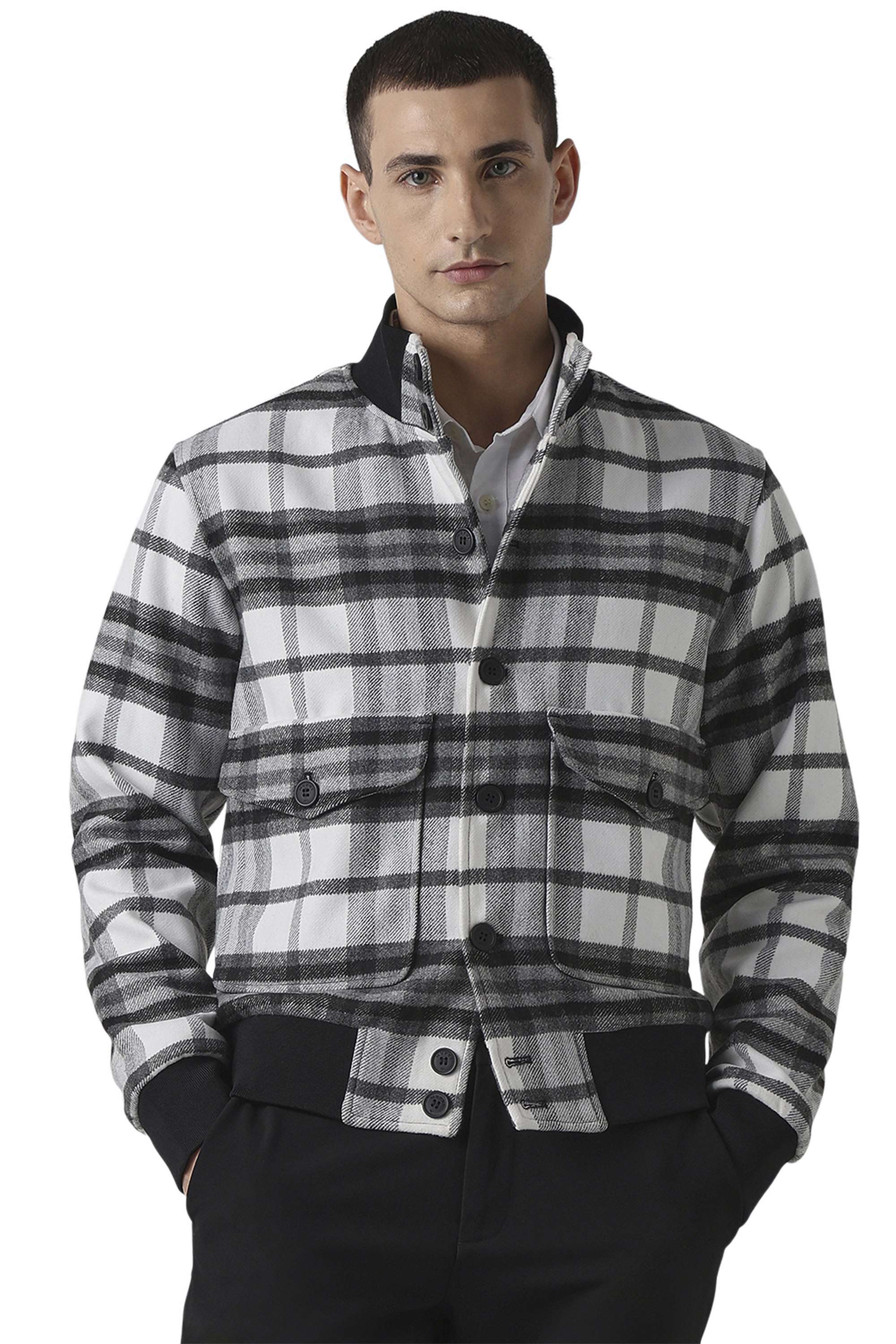 Checks-Cotton-Regular-Fit-Men-s-Casual-Jacket