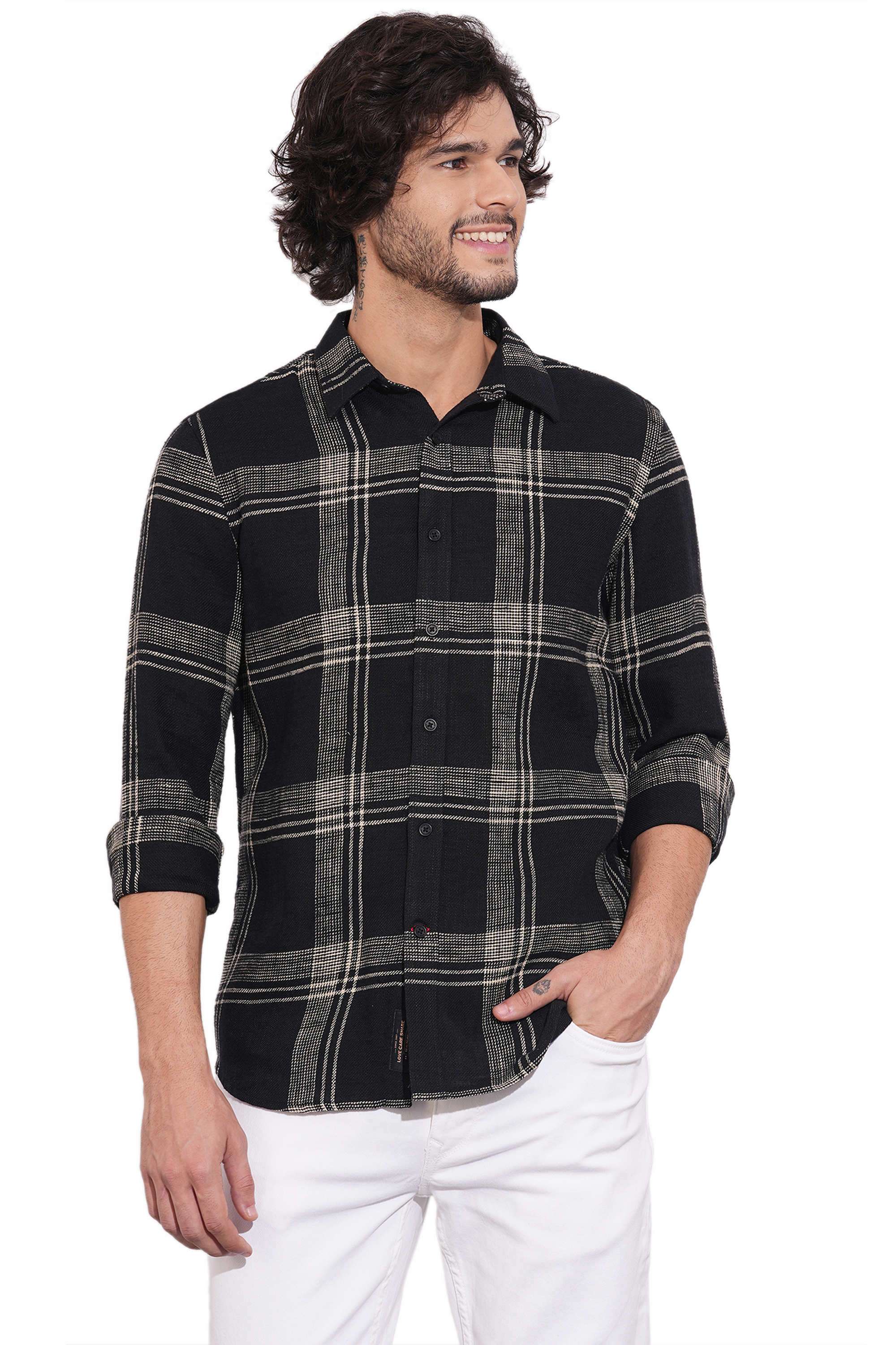 Checks-Collared-Cotton-Men-s-Casual-Wear-Shirt