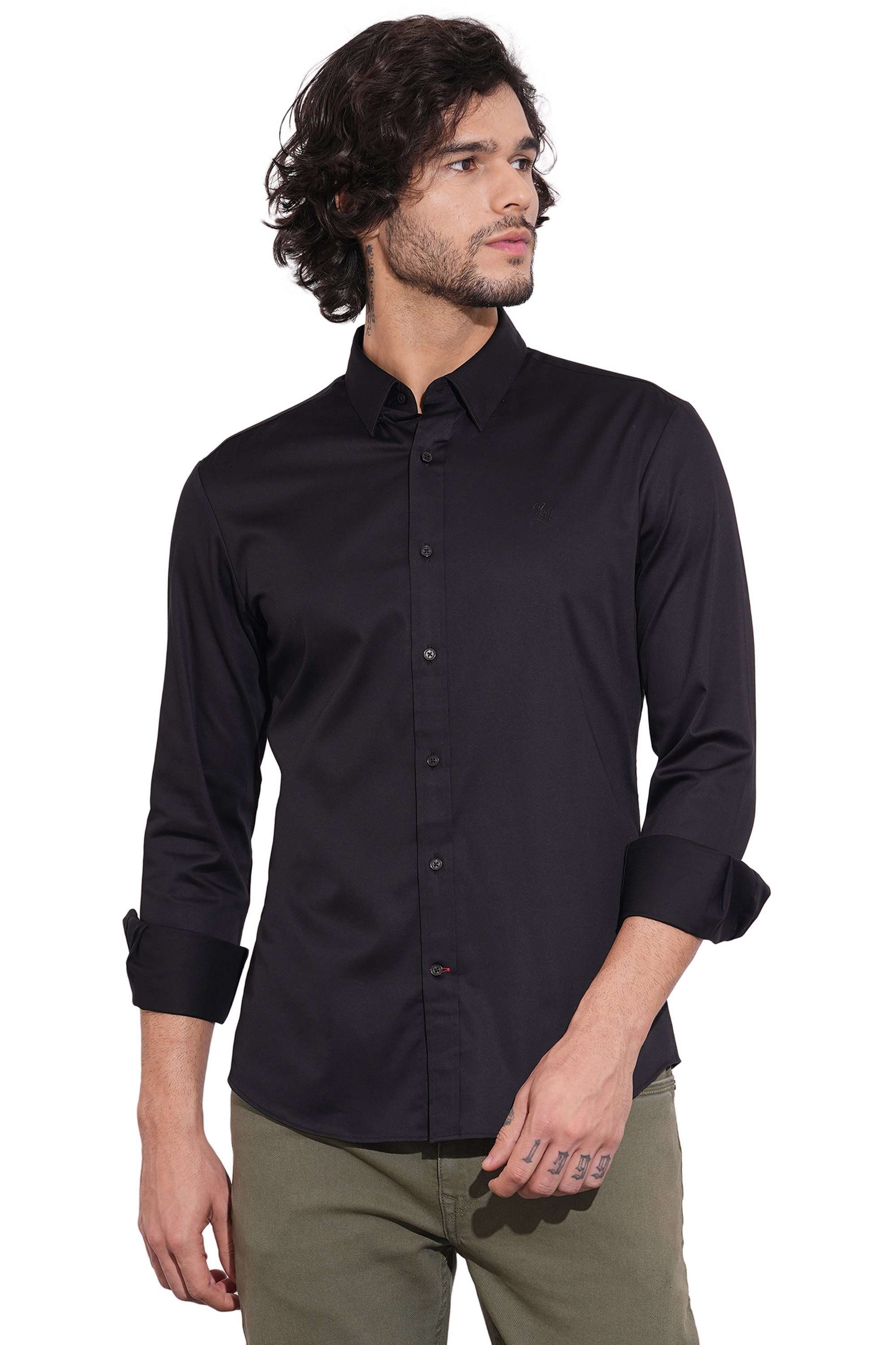 Solid-Cotton-Slim-Fit-Men-s-Casual-Shirt
