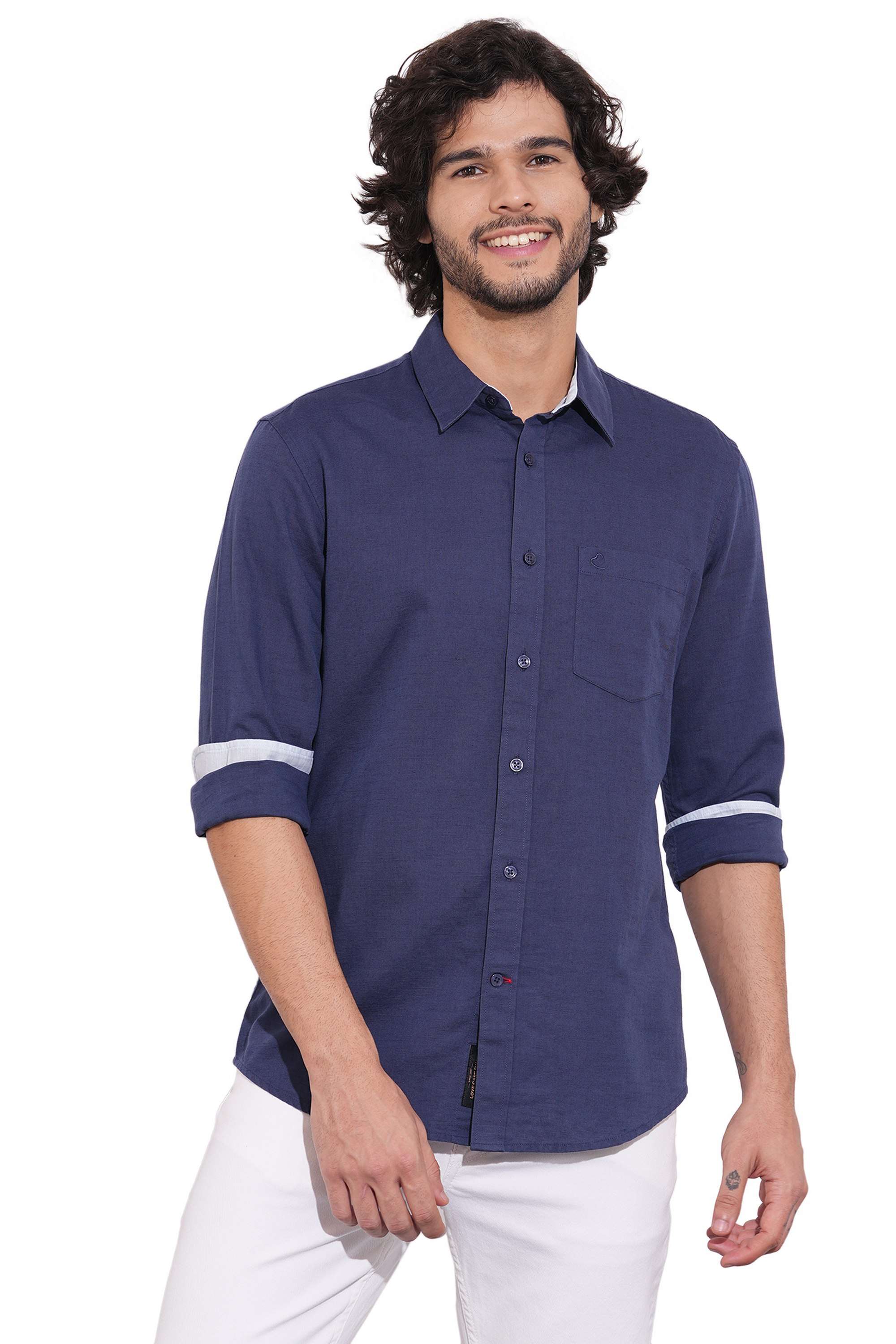 Solid-Cotton-Blend-Slim-Fit-Men-s-Casual-Shirt